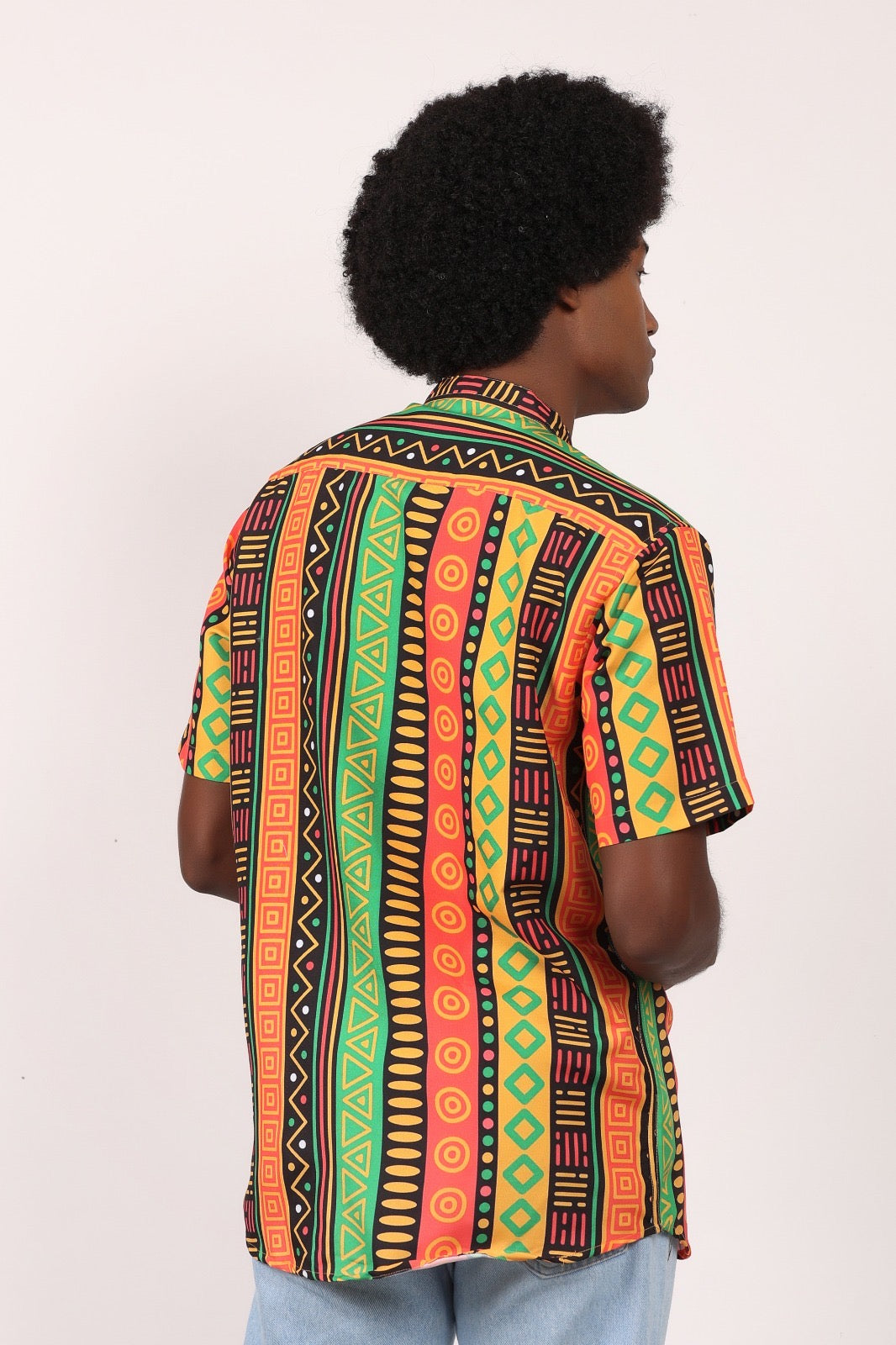 Camisa de Hombre Afrocaribeño de Botones Cuello - Moda Afrodescendiente