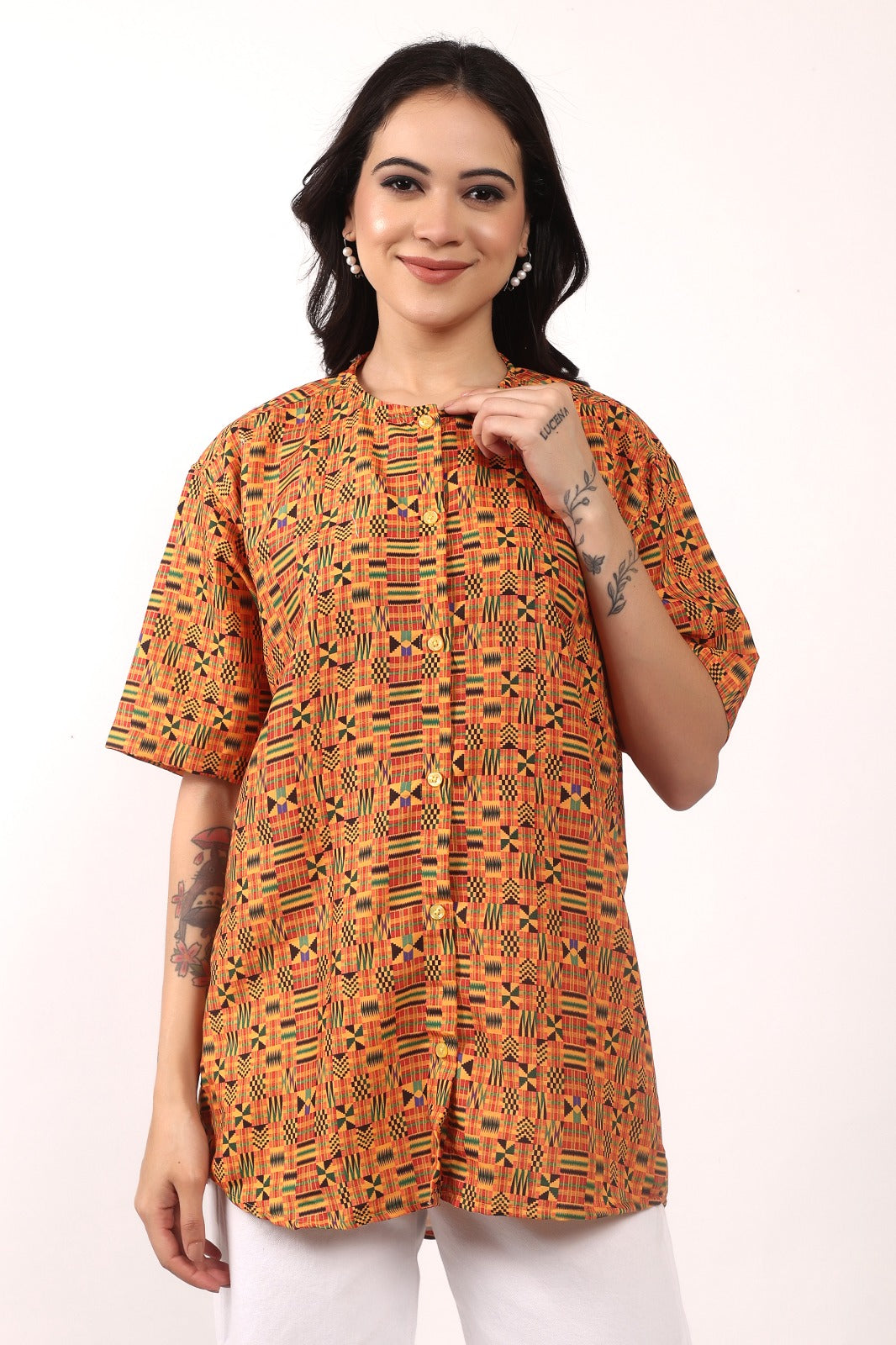 Blusa Afrocaribeña de Dama con botones