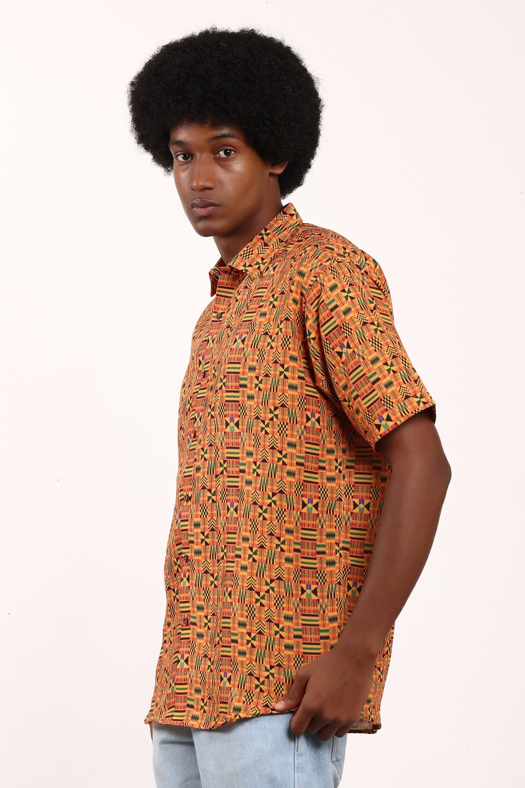 Camisa de Hombre Afrocaribeño de Botones