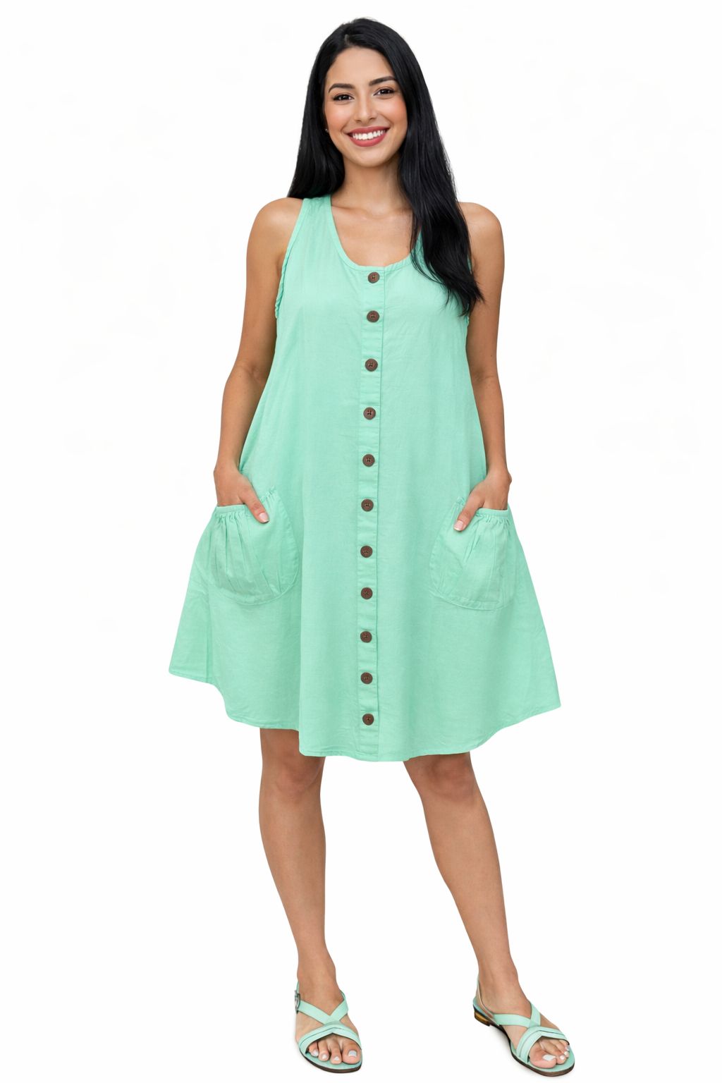 Vestido Turquesa Sin Mangas