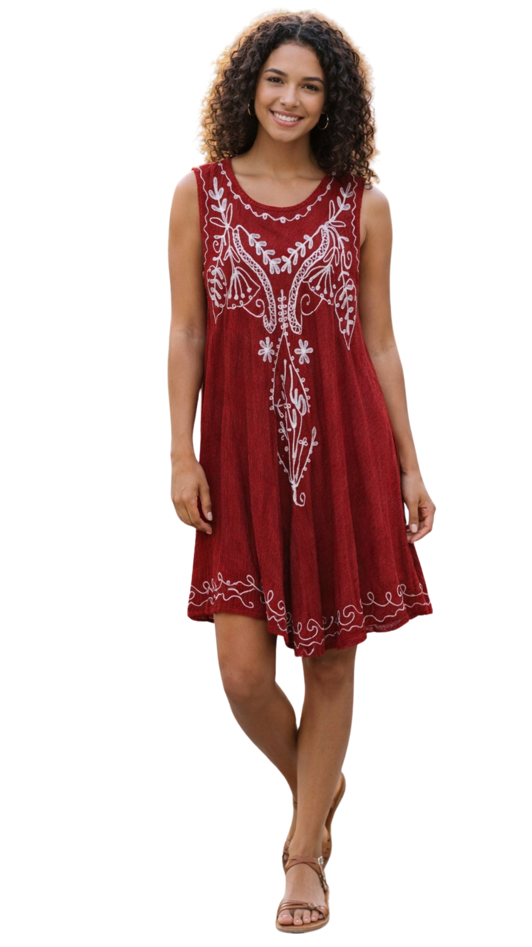 Vestido Sahara Rojo Bordado Elegante