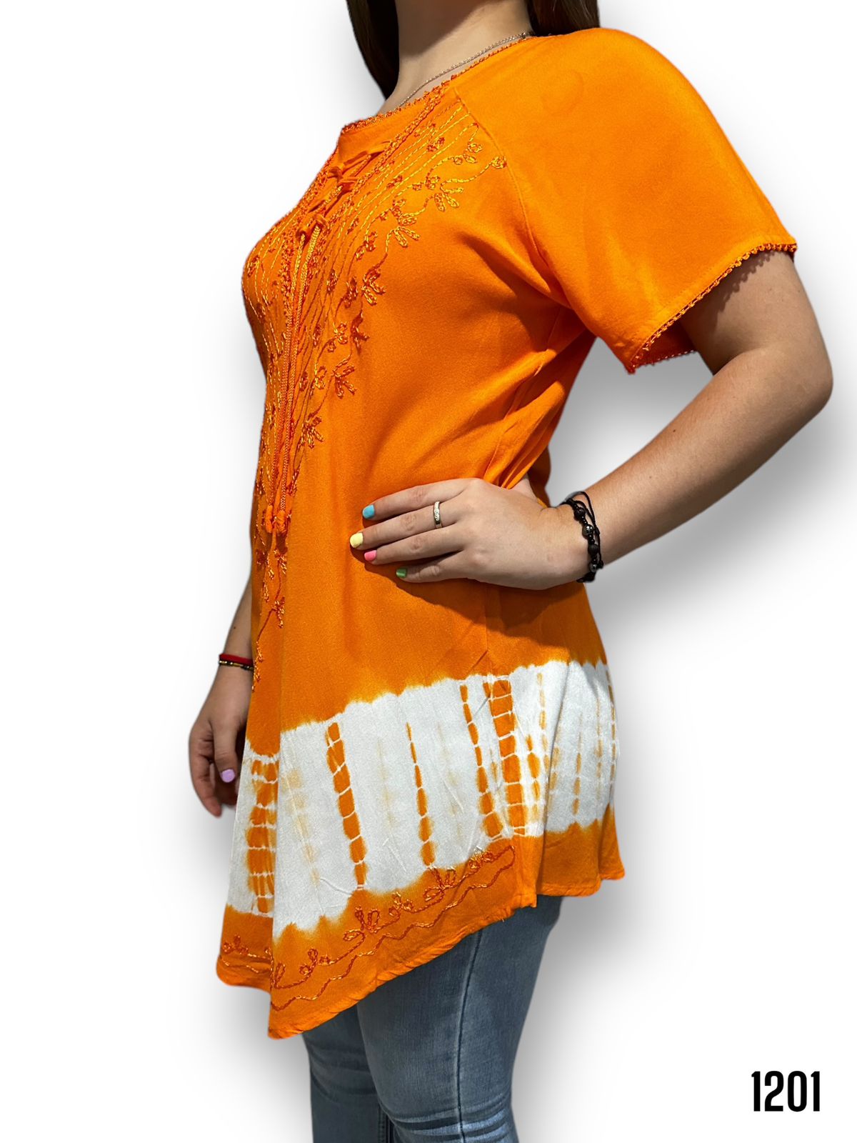 Blusa Naranja de Dama Mangas Cortas 1201