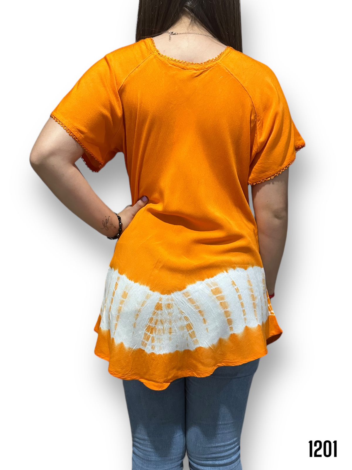 Blusa Naranja de Dama Mangas Cortas 1201