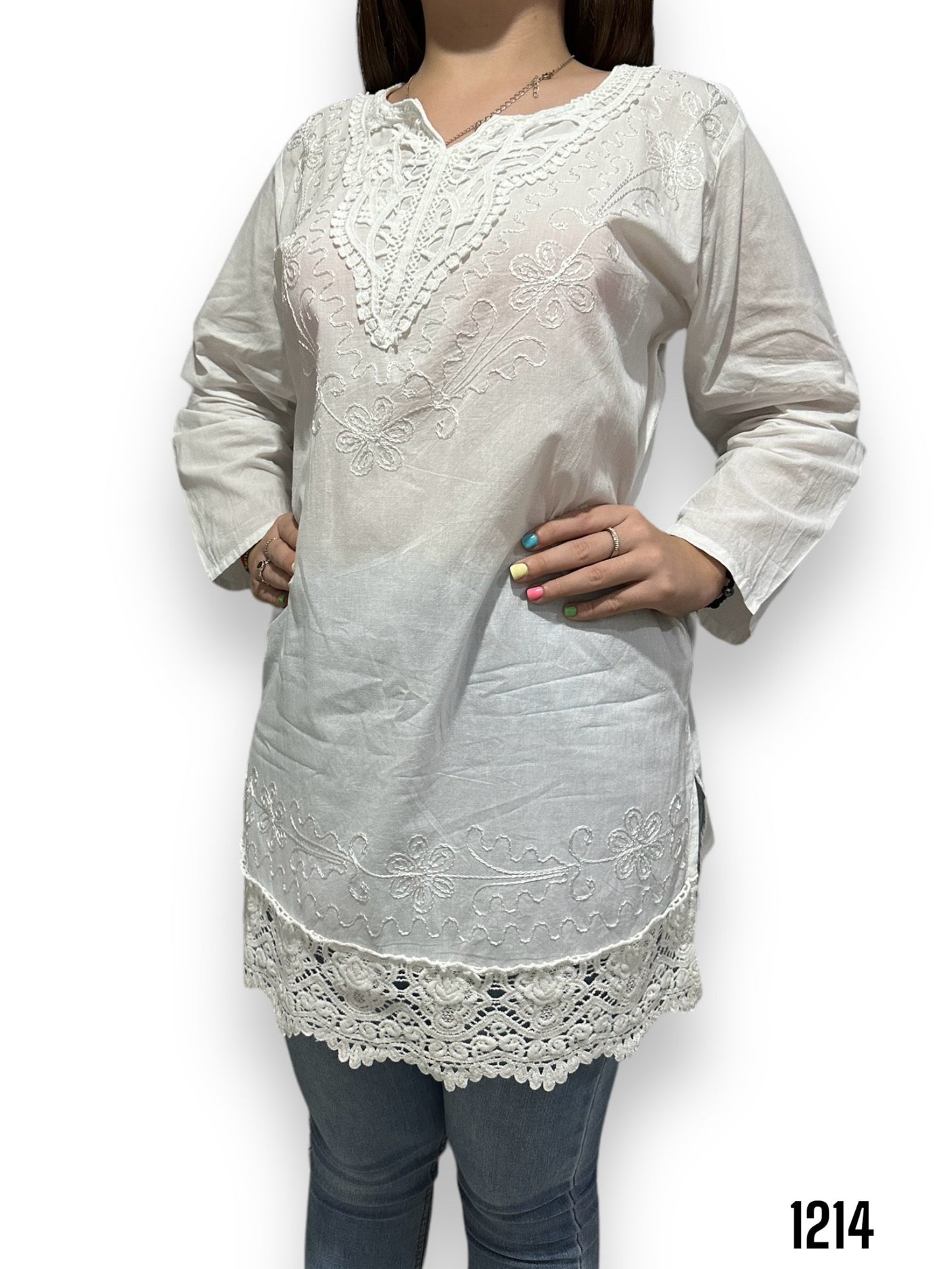 Blusa Blanca de Dama Mangas Largas