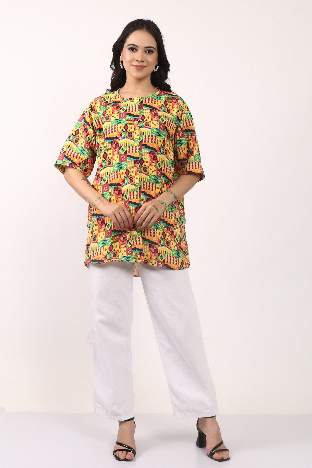 Blusa Afrocaribeña de Dama con botones