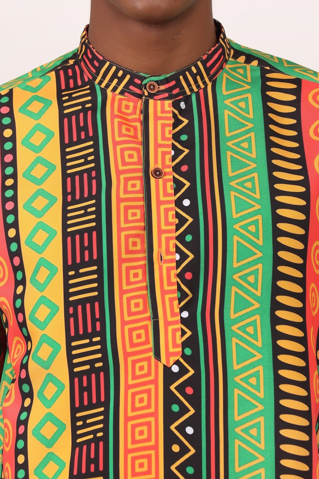 Camisa de Hombre Afrocaribeño de Botones Cuello - Moda Afrodescendiente