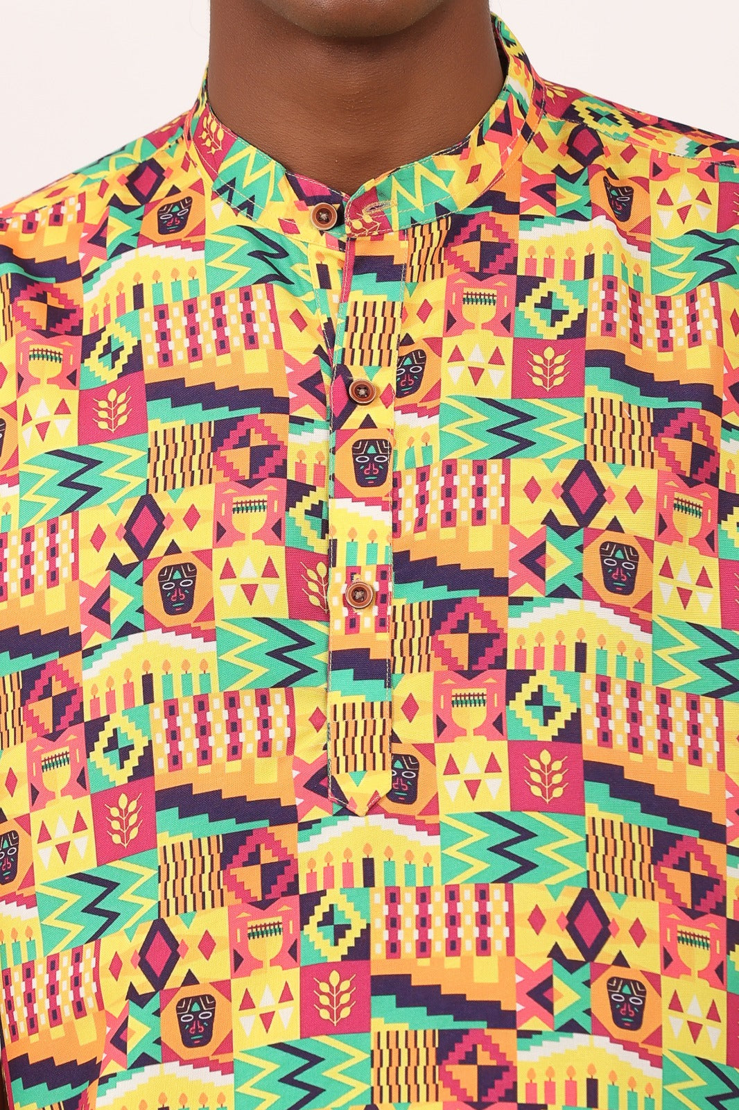 Camisa de Hombre Afrocaribeño de Botones Cuello - Moda Afrodescendiente