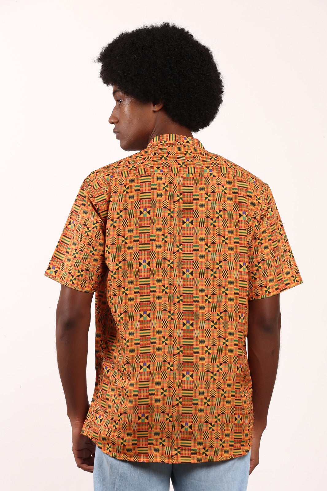 Camisa de Hombre Afrocaribeño de Botones Cuello Chino