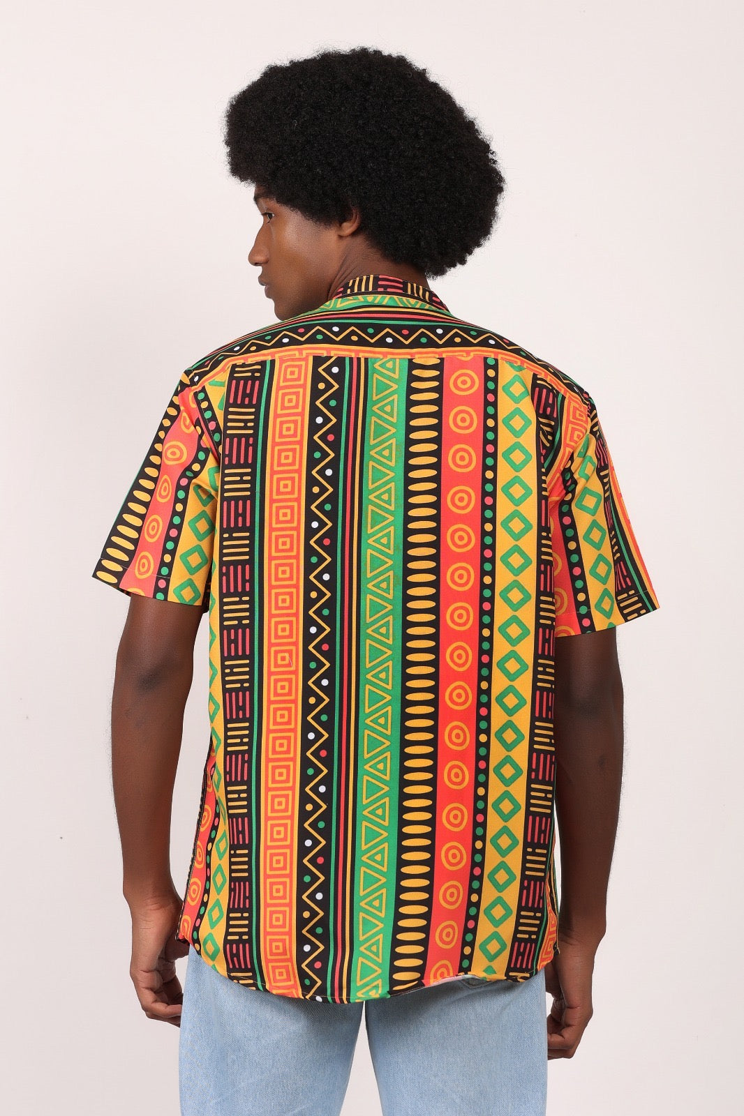 Camisa de Hombre Afrocaribeño de Botones Cuello - Moda Afrodescendiente