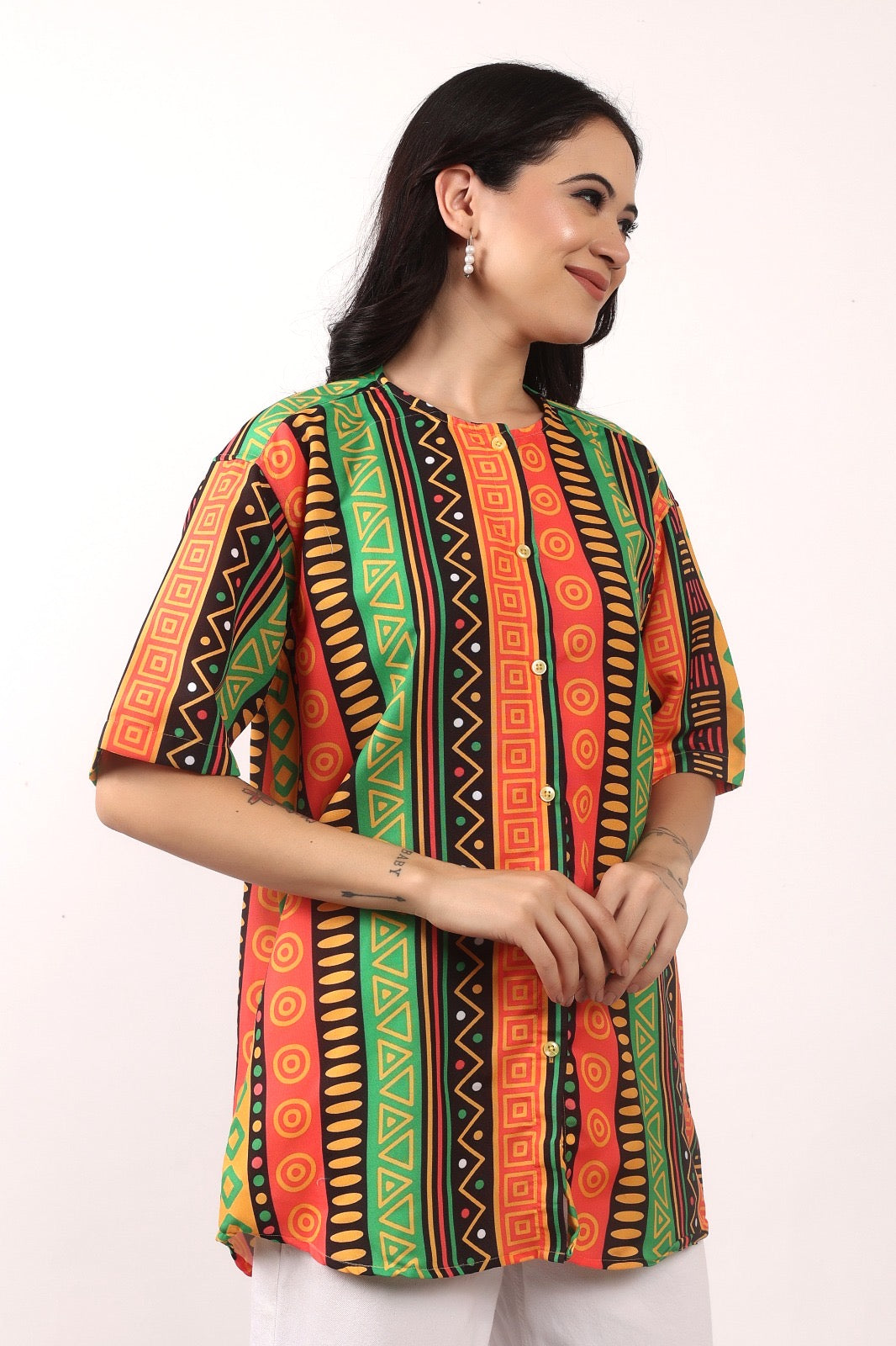 Blusa Afrocaribeña de Dama con botones