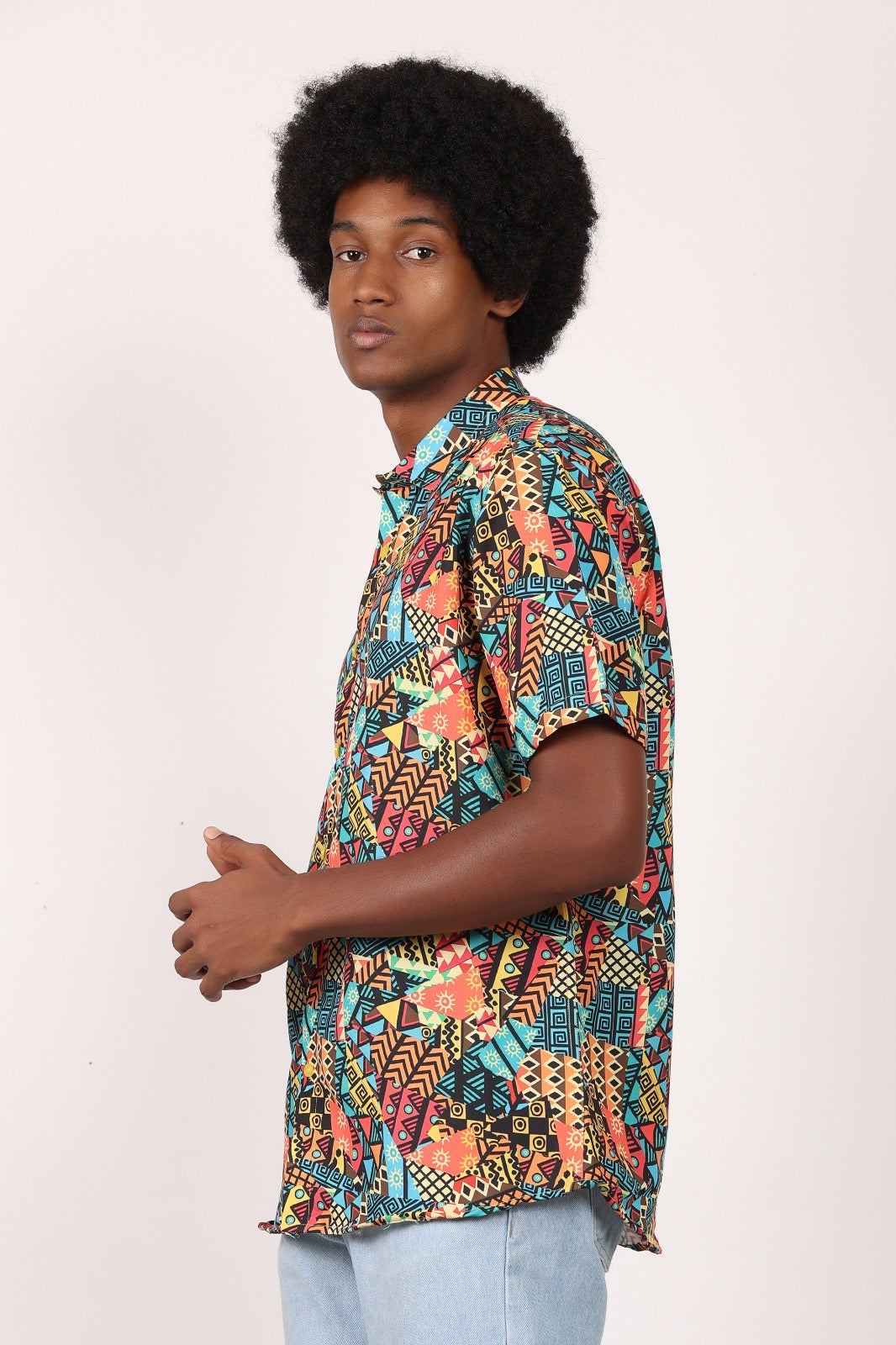 Camisa de Hombre Afrocaribeño de Botones