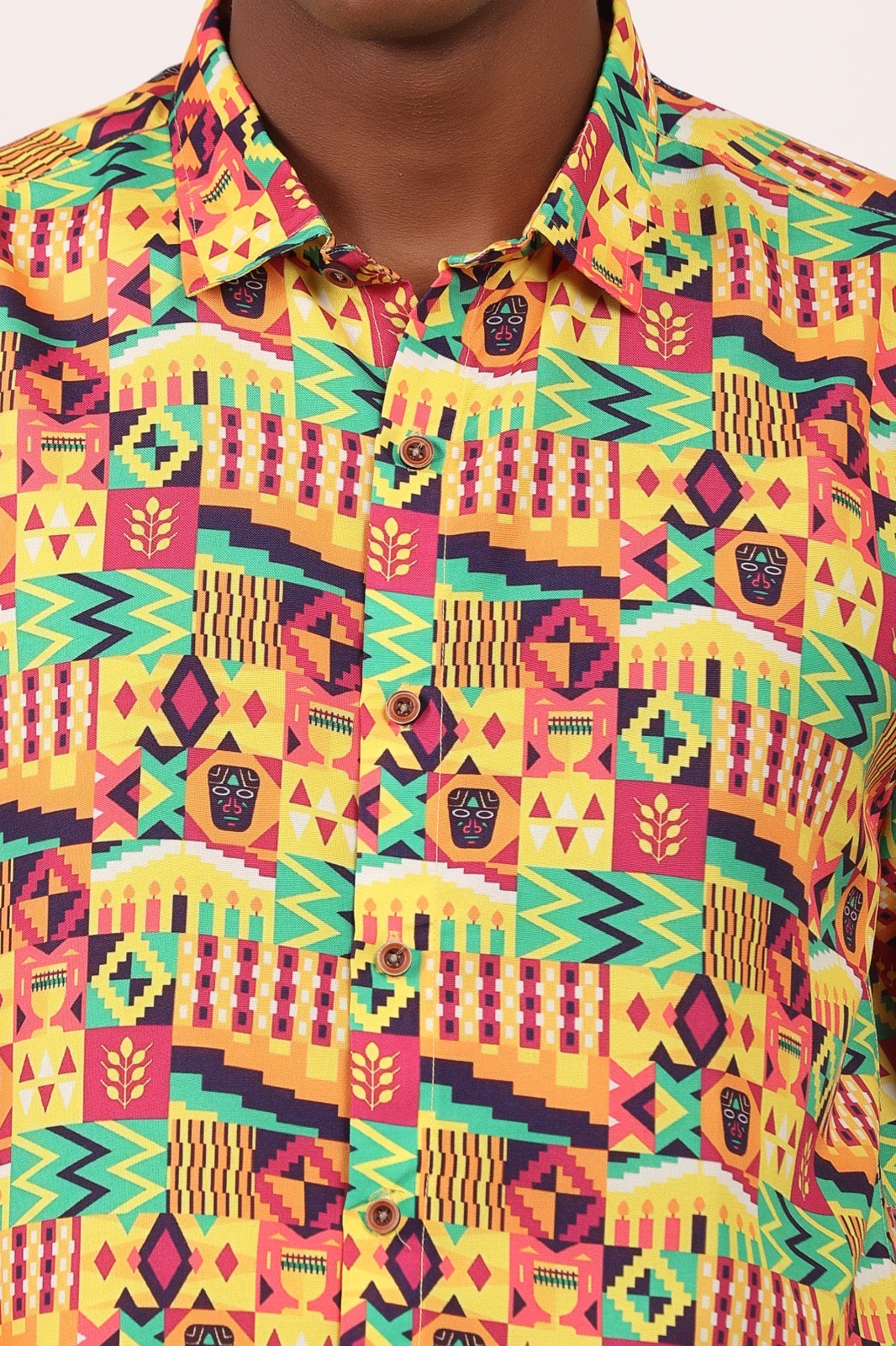 Camisa de Hombre Afrocaribeño de Botones