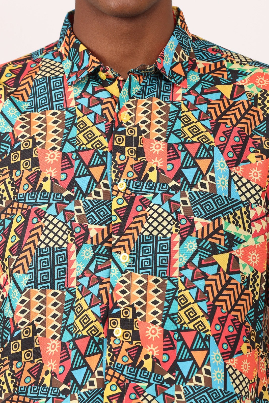Camisa de Hombre Afrocaribeño de Botones
