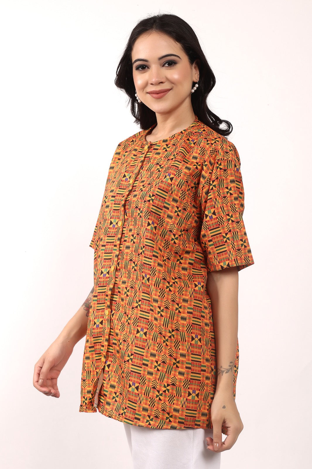 Blusa Afrocaribeña de Dama con botones