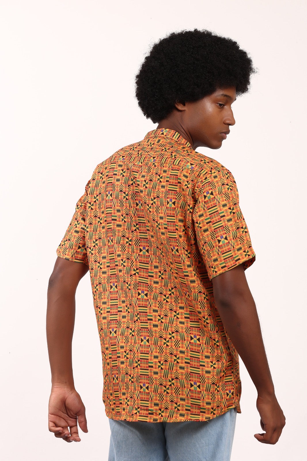 Camisa de Hombre Afrocaribeño de Botones Cuello Chino