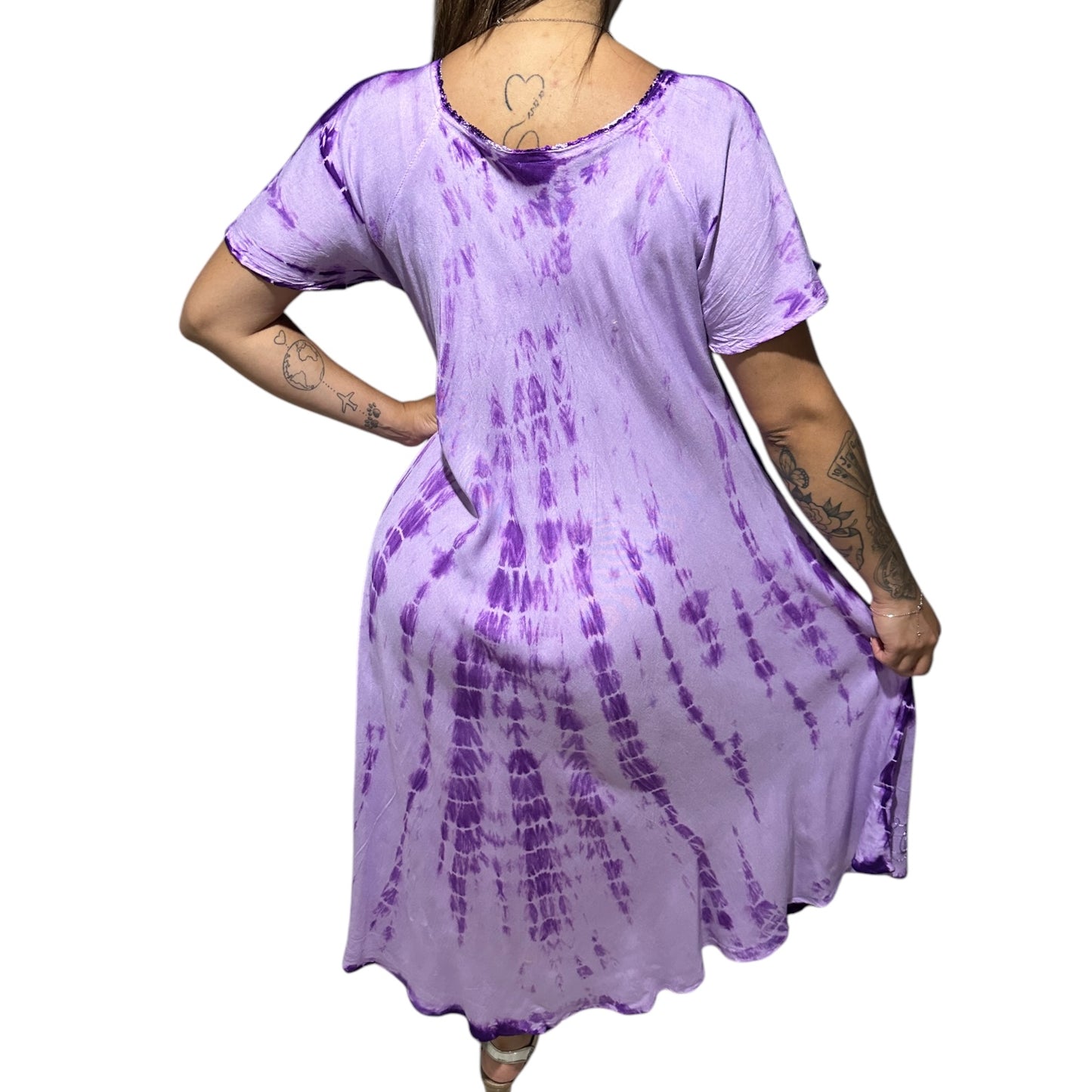 Vestido de dama con mangas lila