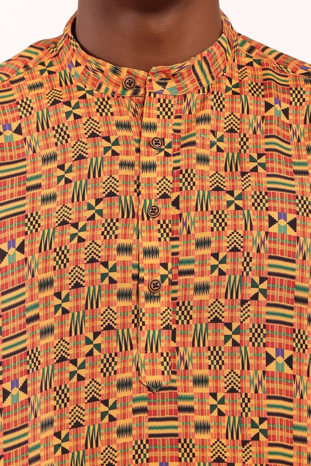 Camisa de Hombre Afrocaribeño de Botones Cuello Chino