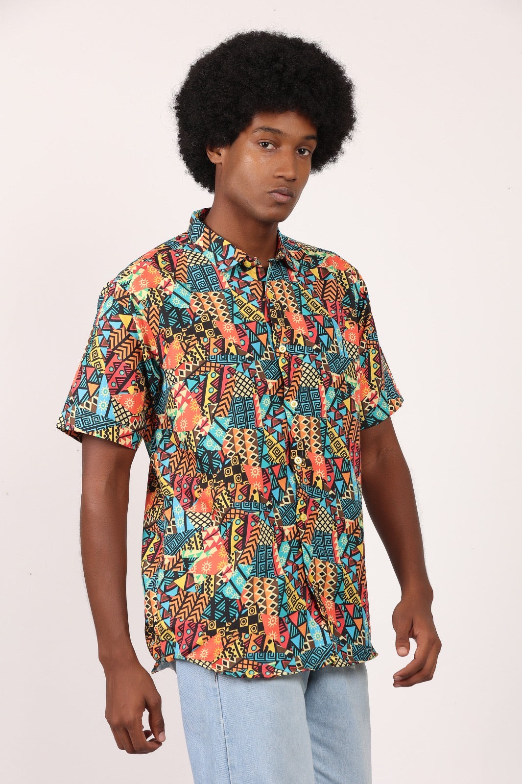 Camisa de Hombre Afrocaribeño de Botones