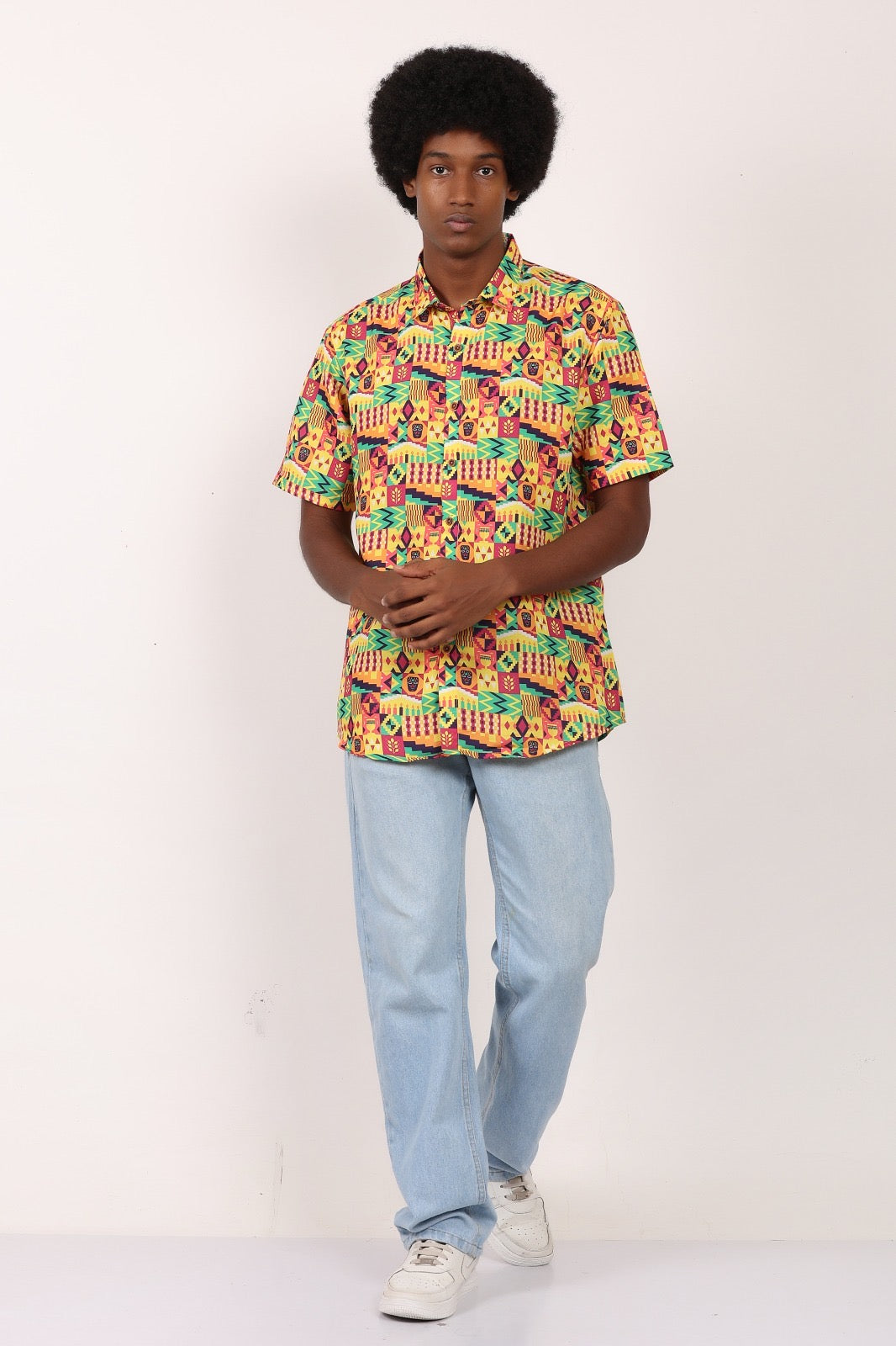 Camisa de Hombre Afrocaribeño de Botones