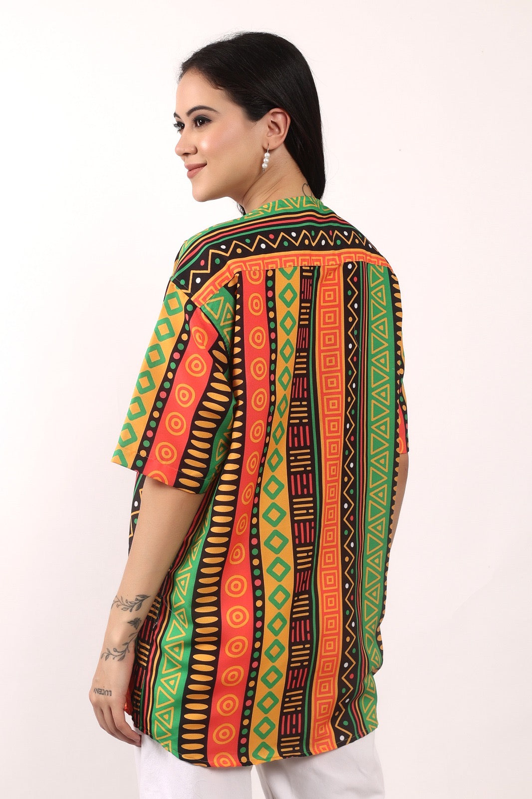 Blusa Afrocaribeña de Dama con botones