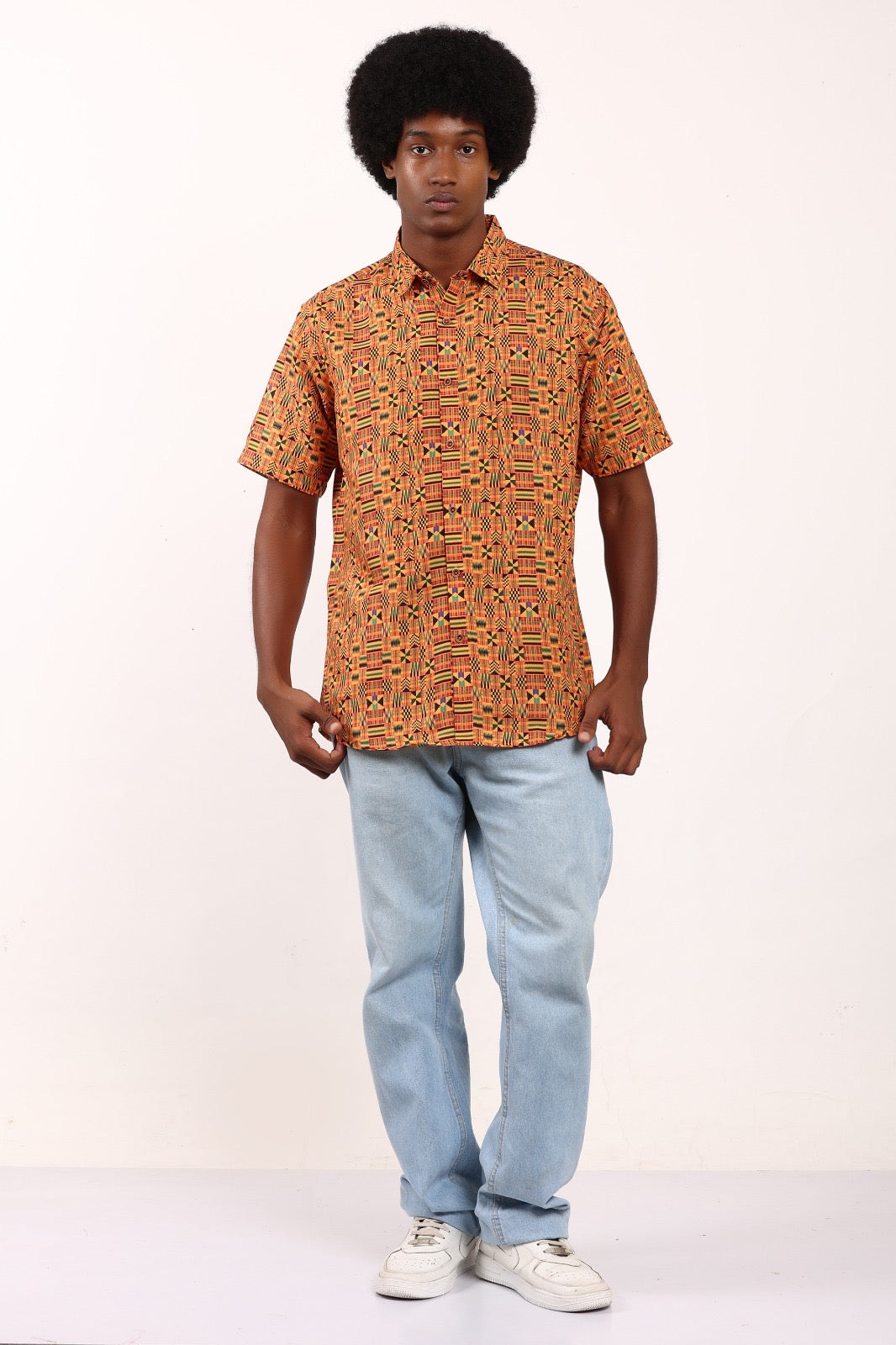 Camisa de Hombre Afrocaribeño de Botones