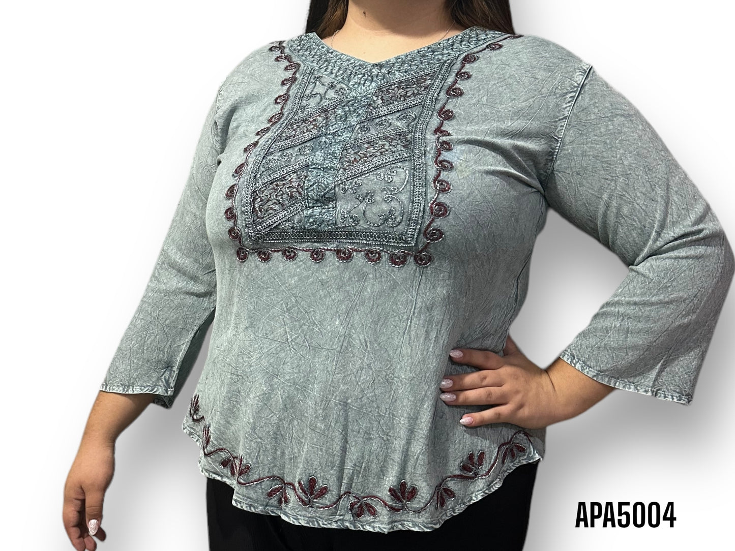 Blusa de Dama con Bordado Floral Unitalla (M)