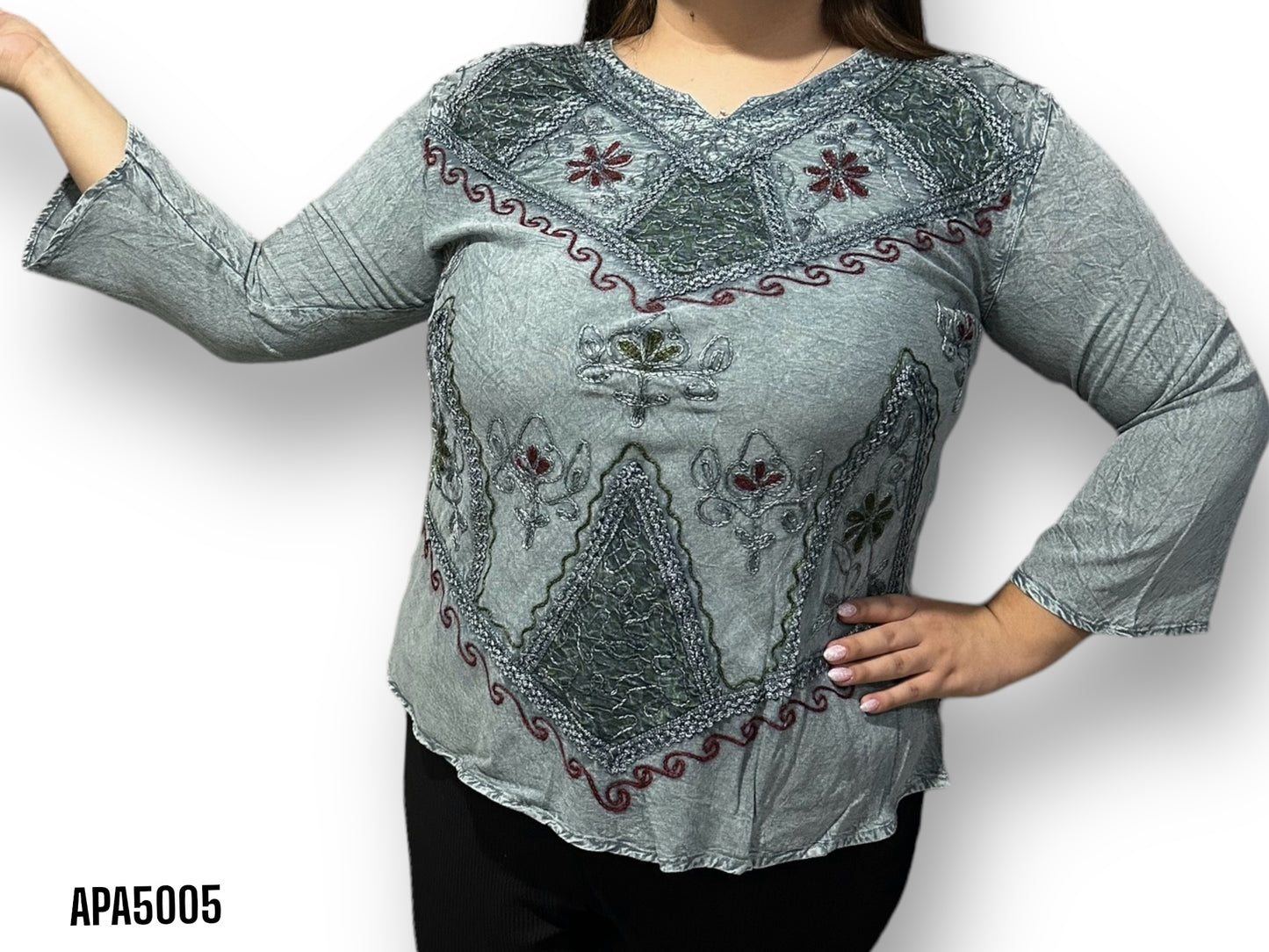 Blusa de Dama con Bordado Floral Unitalla (M)