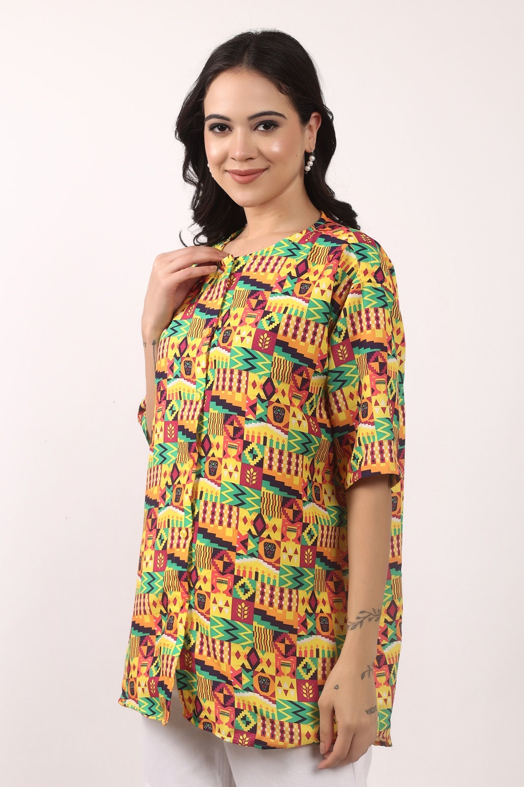 Blusa Afrocaribeña de Dama con botones