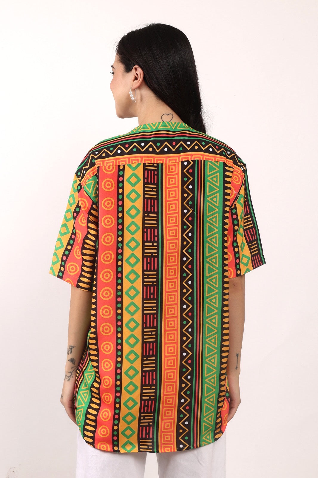 Blusa Afrocaribeña de Dama con botones