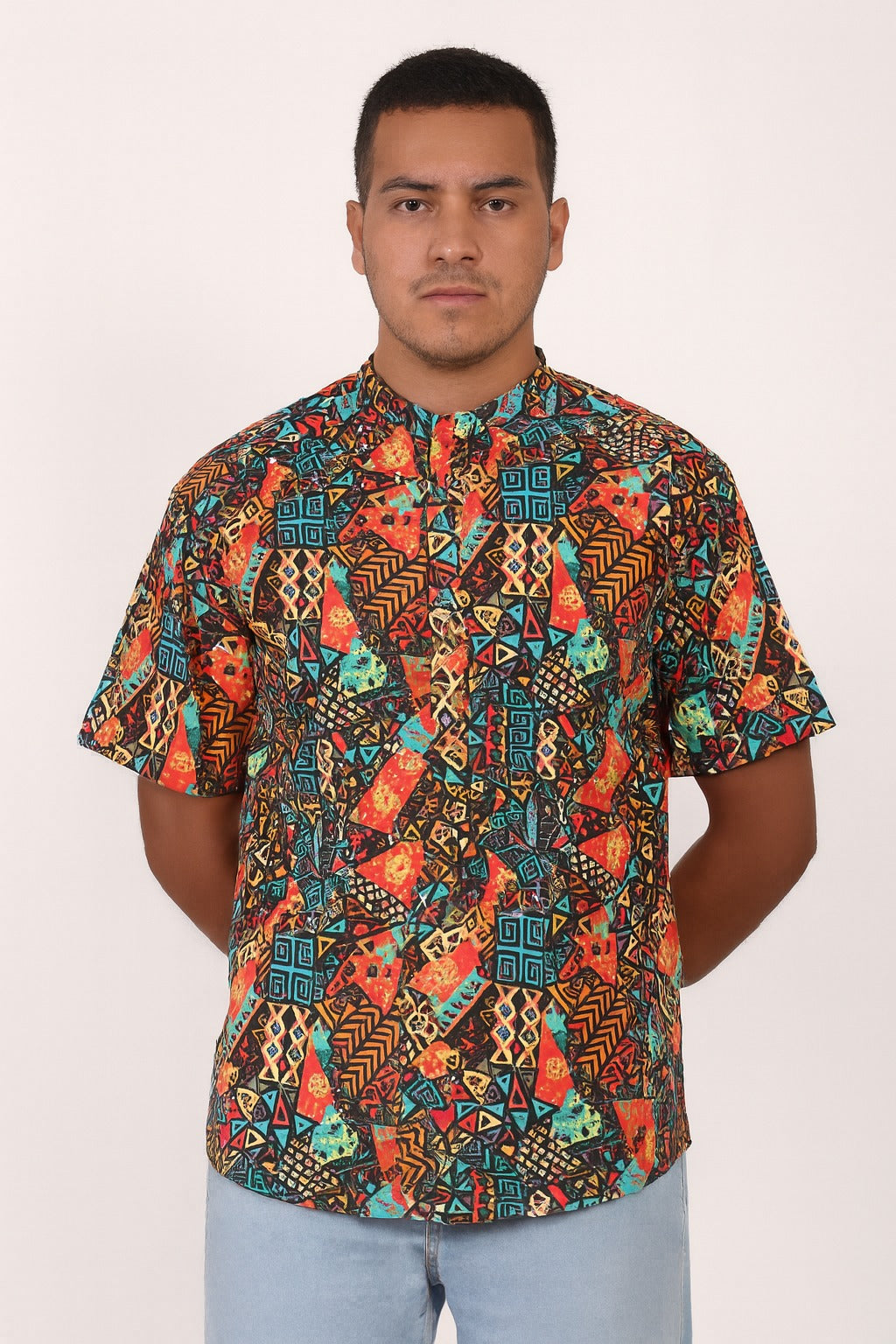 Camisa de Hombre Afrocaribeño de Botones Cuello - Moda Afrodescendiente