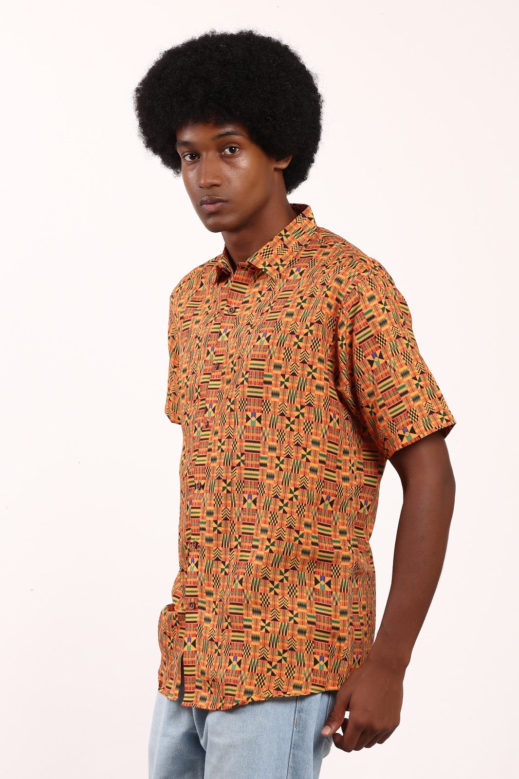 Camisa de Hombre Afrocaribeño de Botones