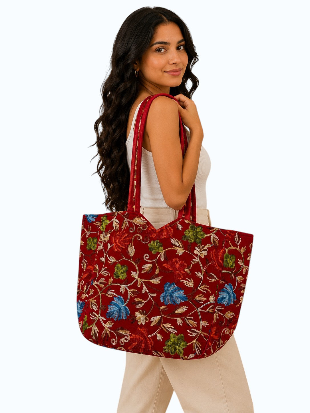Bolso Bohemio Rojo Floral