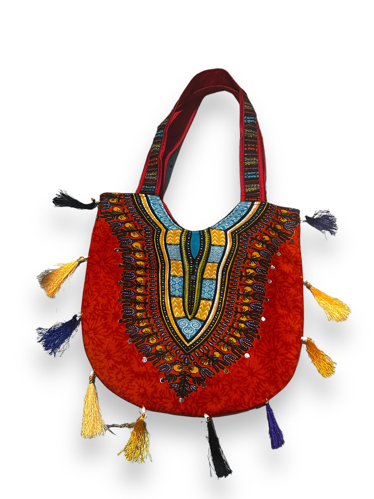Bolso Cartera Naranja con Estampado Afrodescendiente