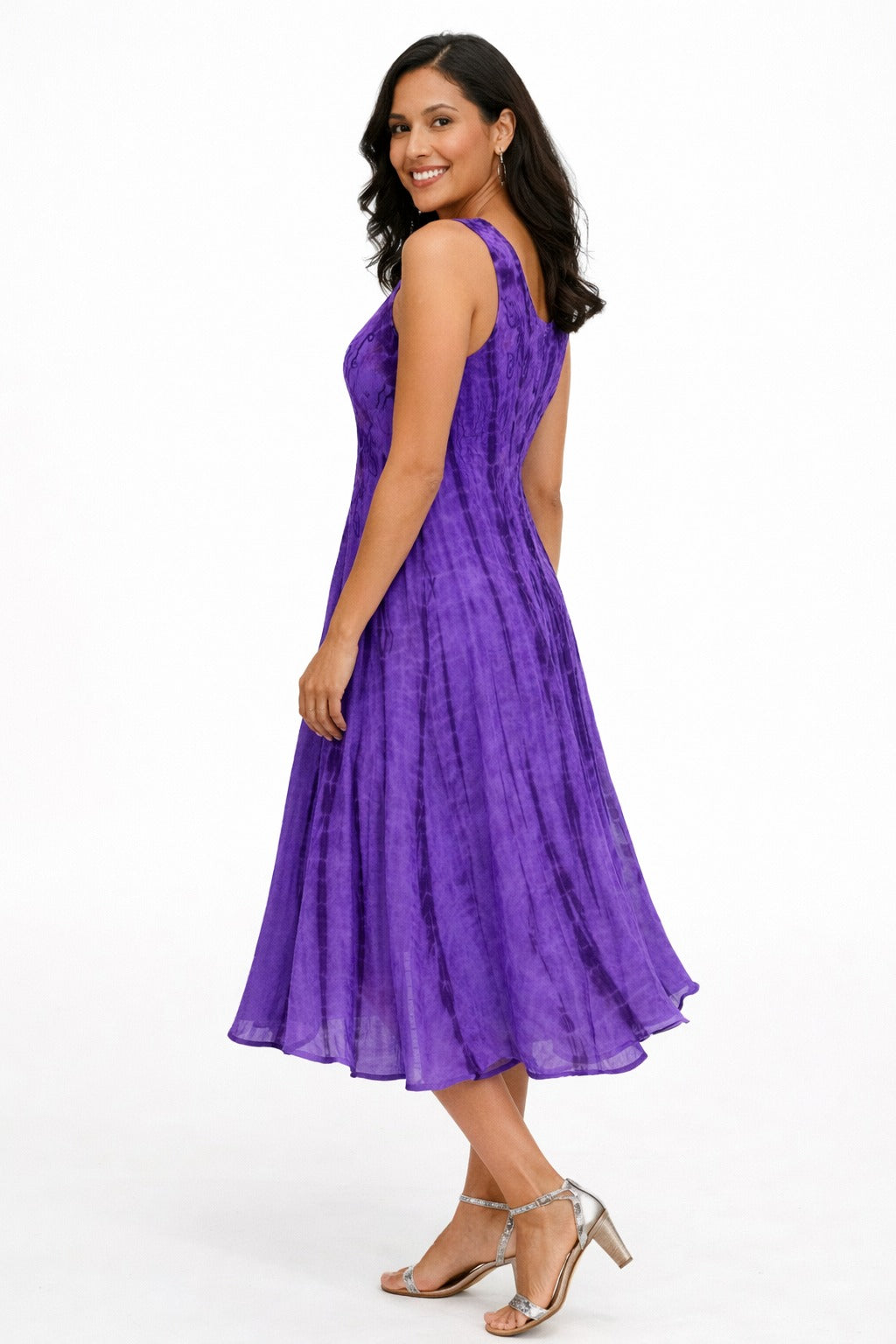 Vestido Amara Violeta Fluido Tie-Dye Elegante