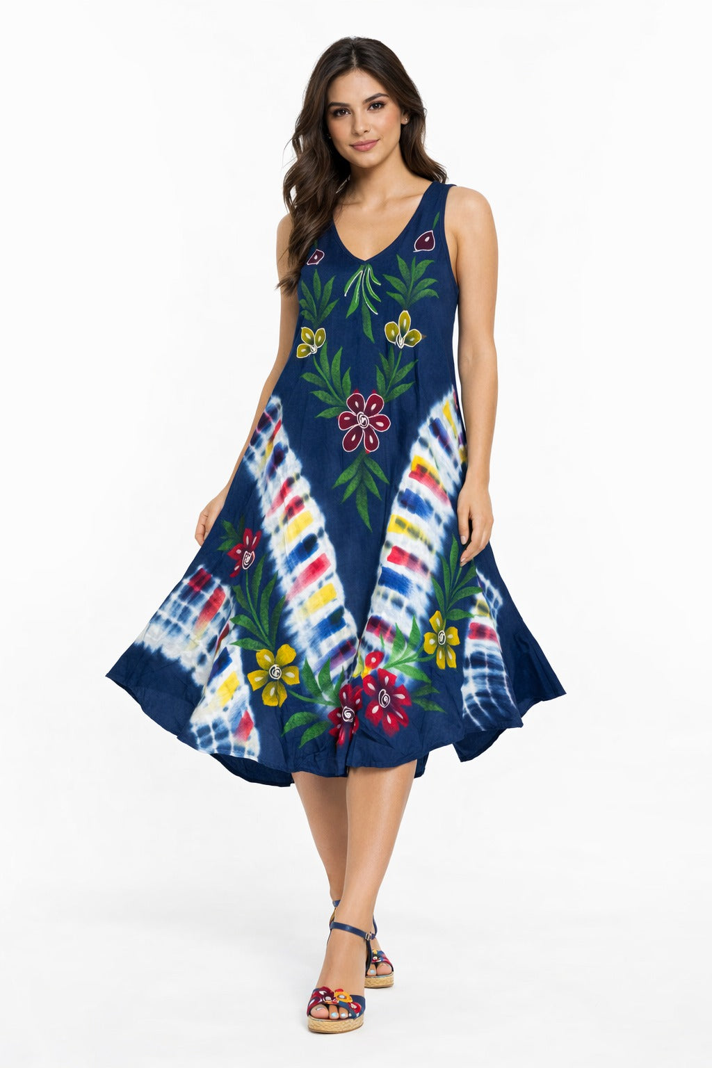 Vibrant Blue Floral Tie-Dye Ishani Dress