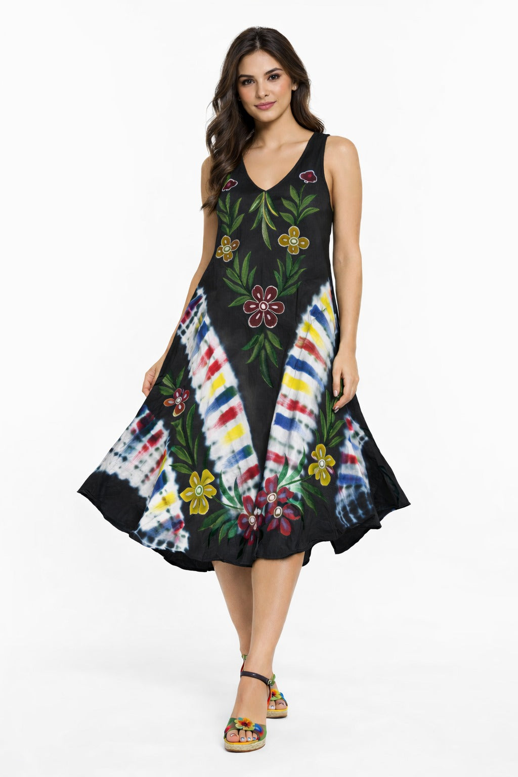 Vibrant Floral Tie-Dye Ishani Dress