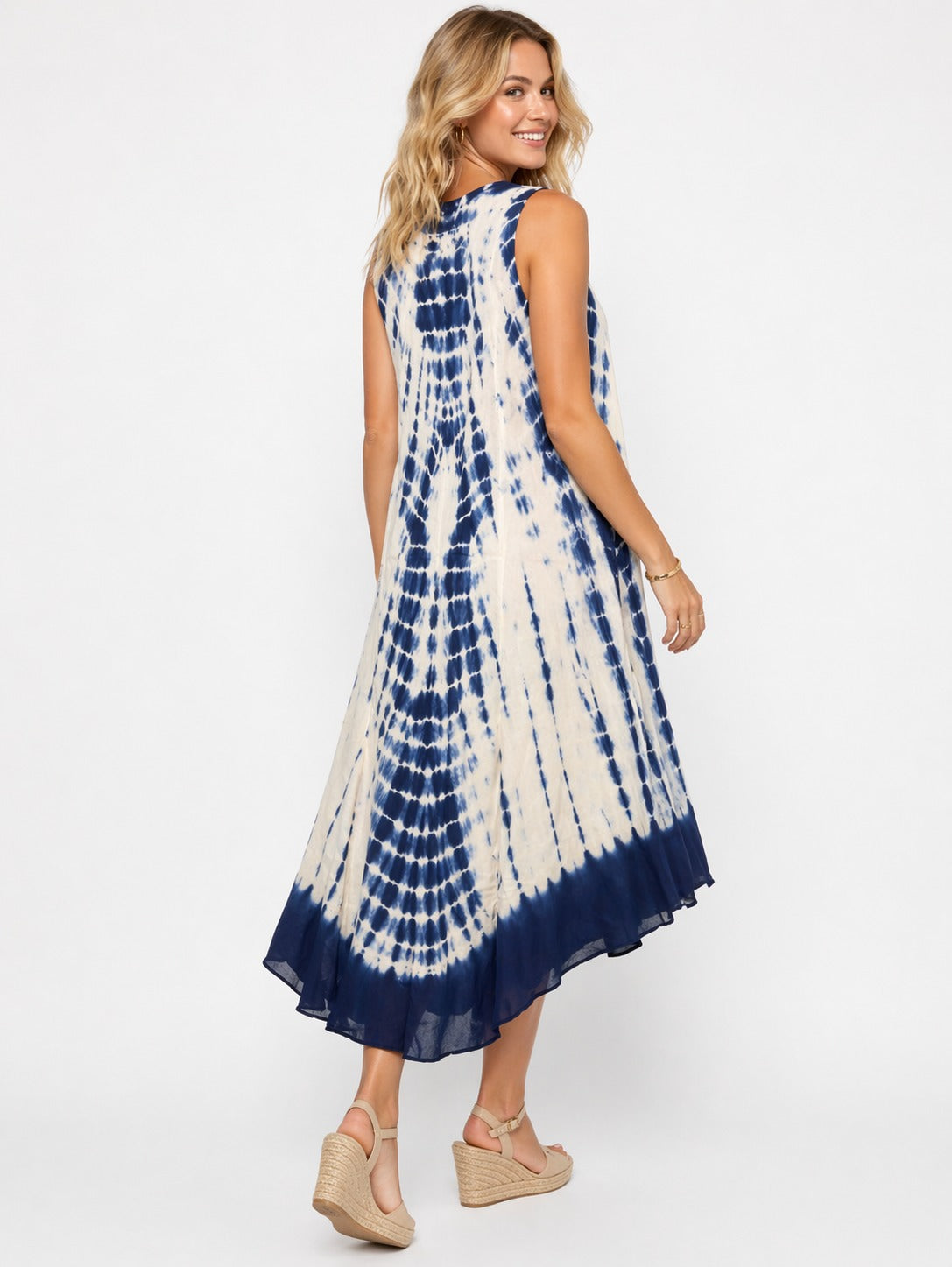 Vestido Aditi Azul Y Blanco Tie Dye