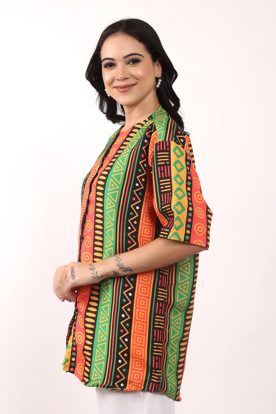 Blusa Afrocaribeña de Dama con botones