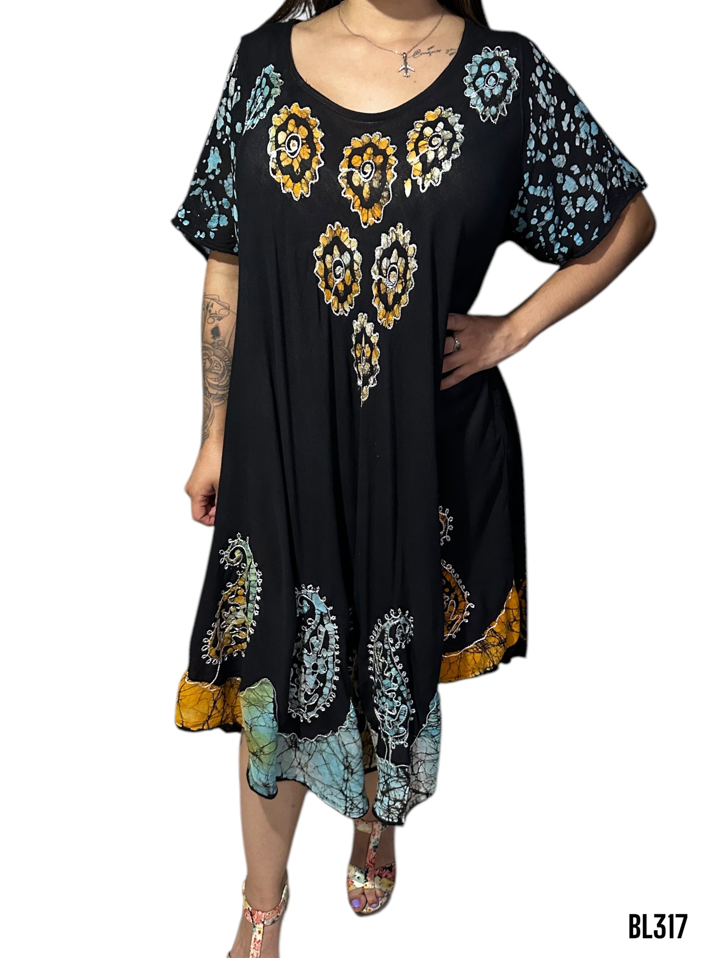 Vestido Estampado de Dama con mangas BL317