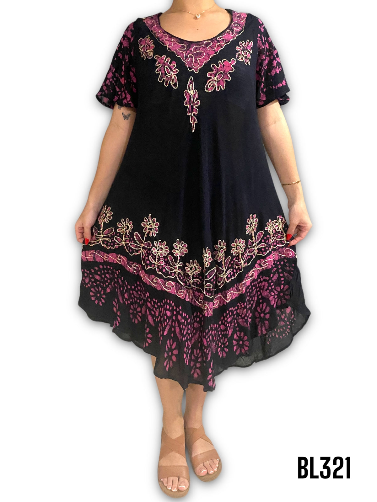 Vestido Estampado de Dama con mangas