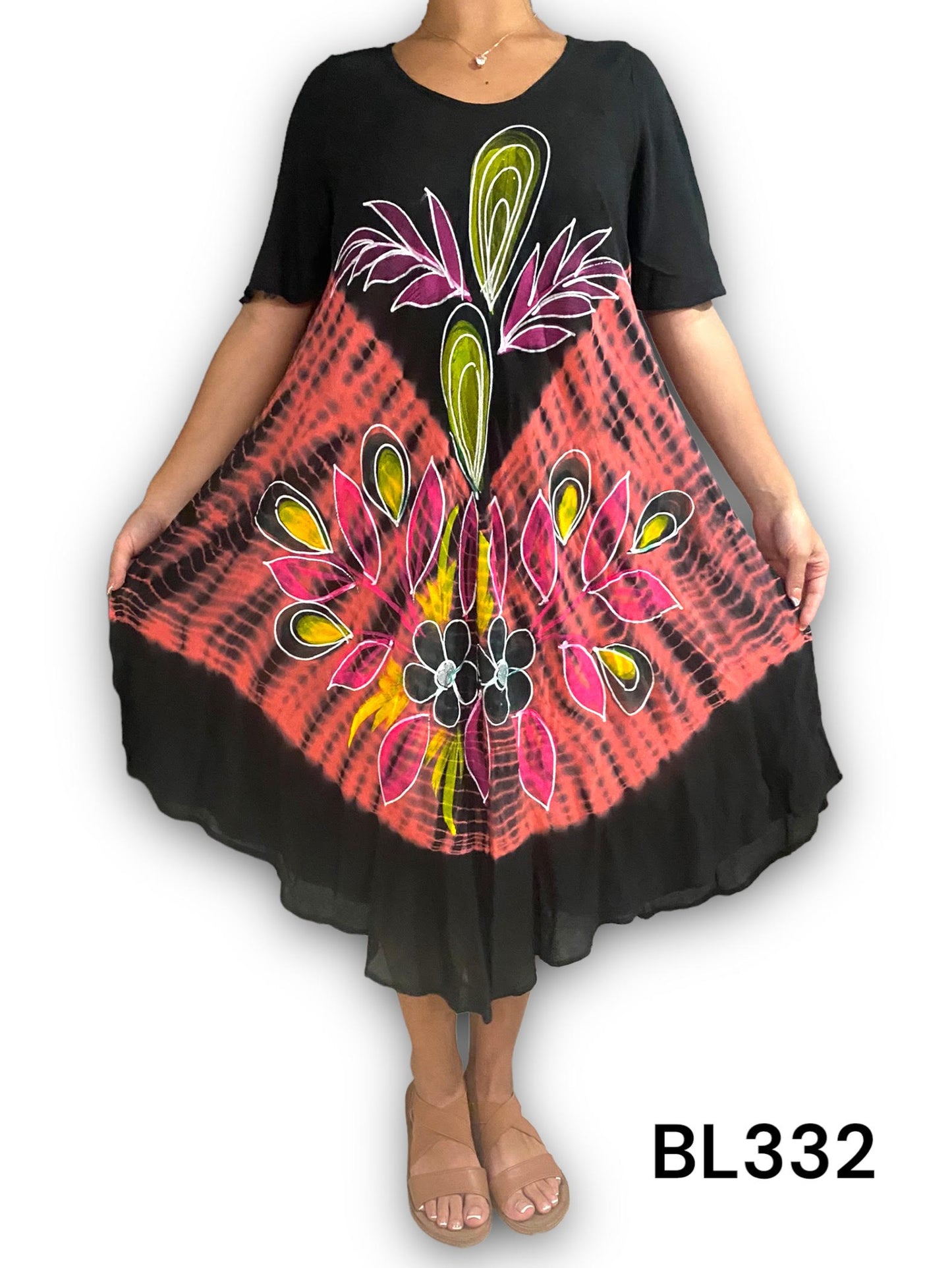 Vestido Estampado de Dama con mangas