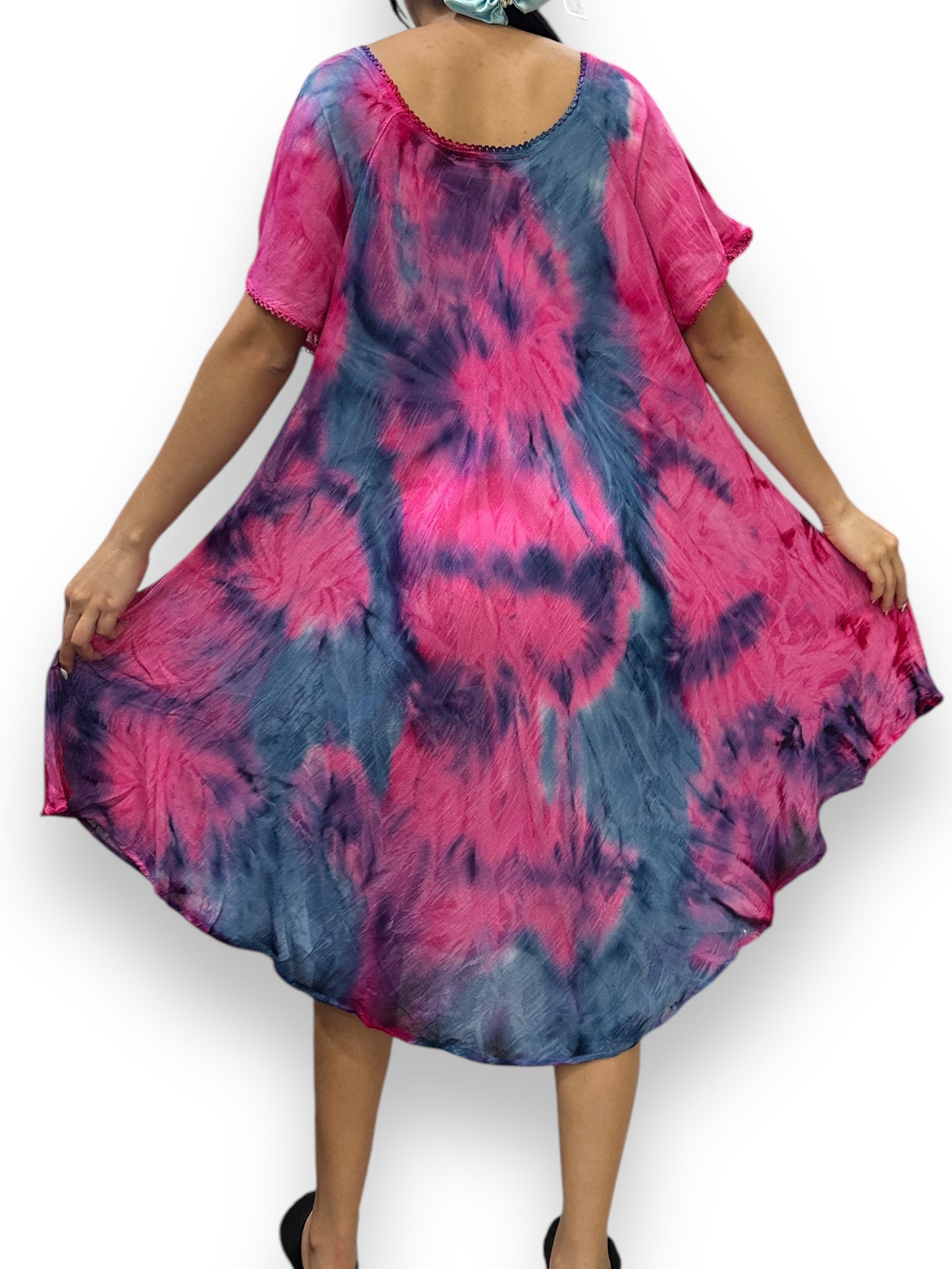 Vestido de Dama Rosado Veteado con mangas
