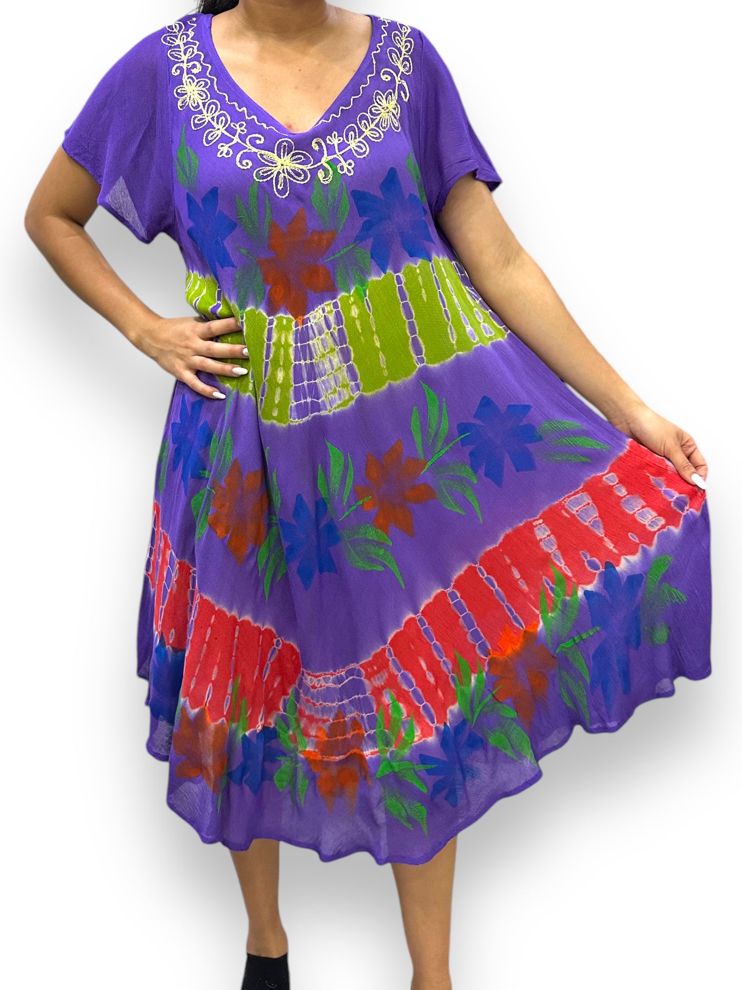 Vestido de Dama Morado Floreado con mangas