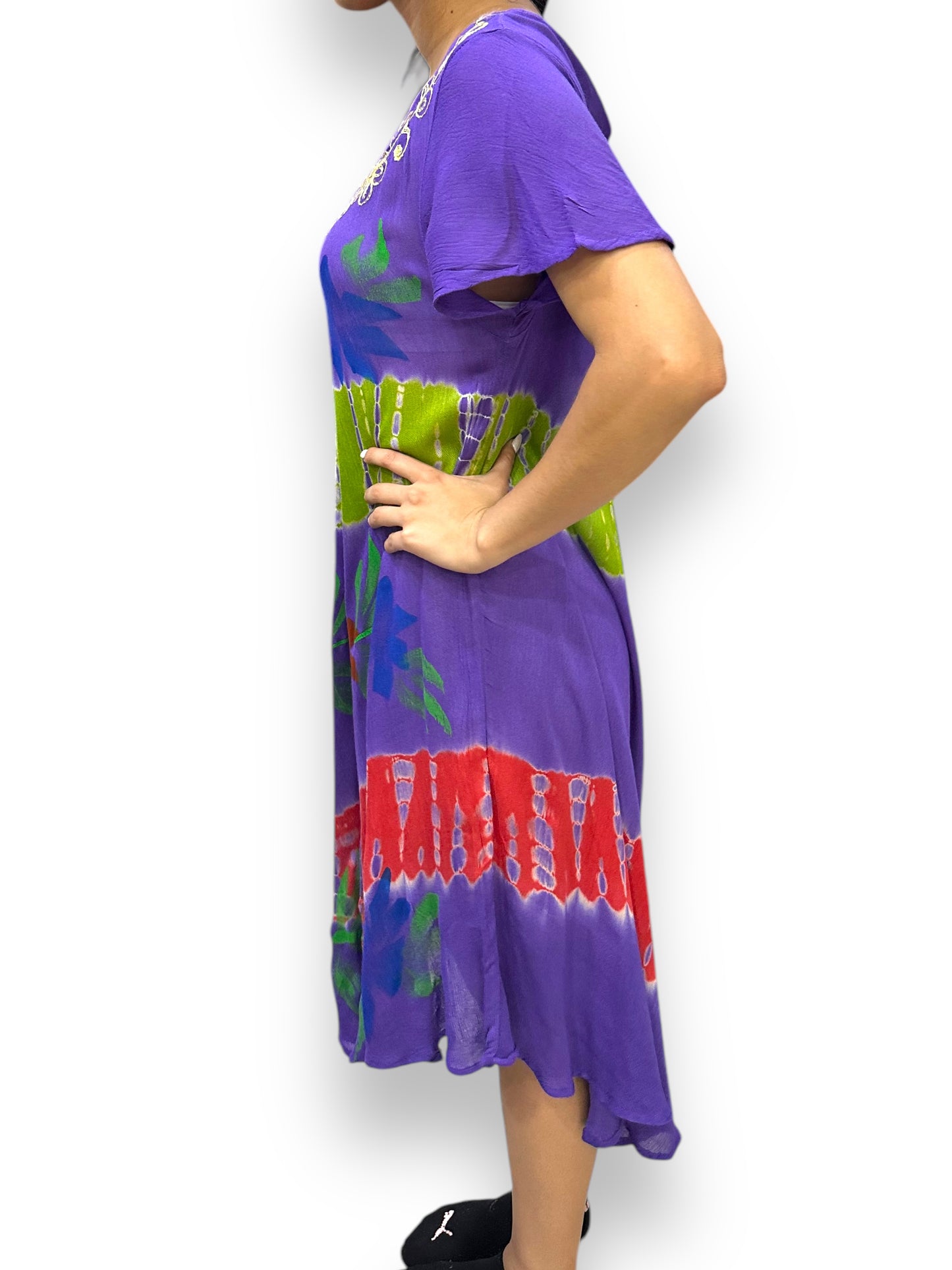 Vestido de Dama Morado Floreado con mangas