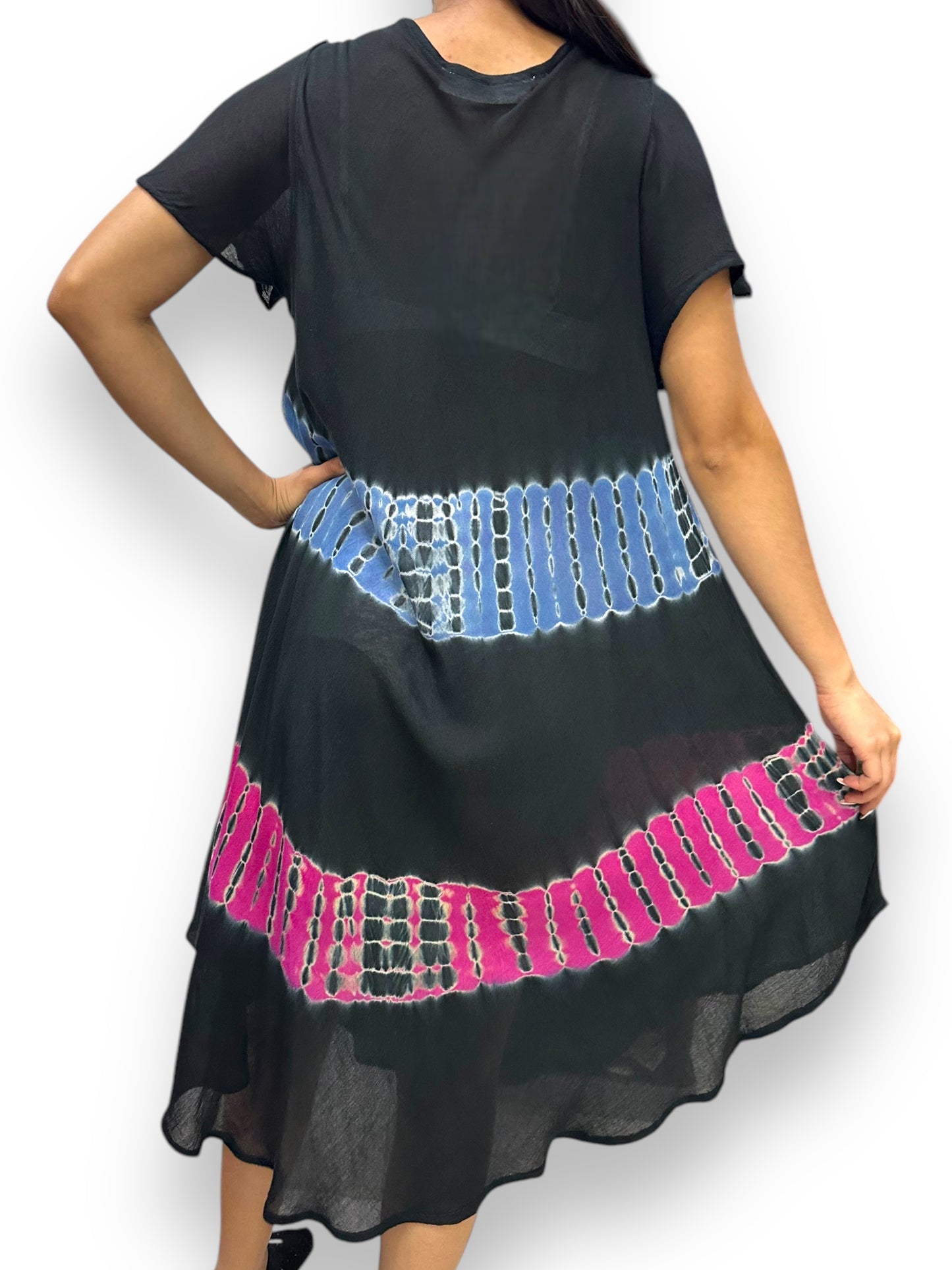 Vestido de Dama Negro Floreado con mangas