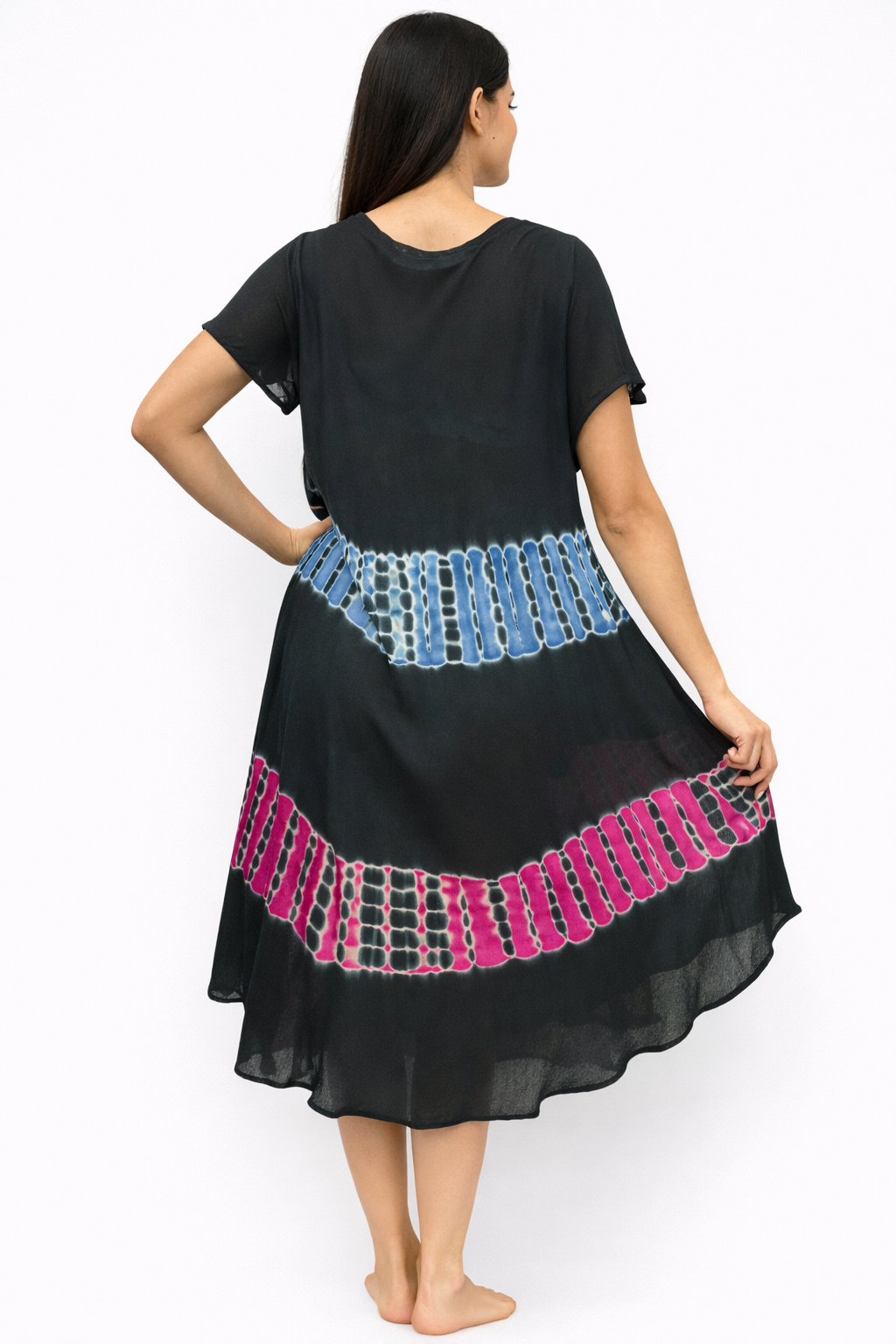 Vestido de Dama Negro Floreado con mangas