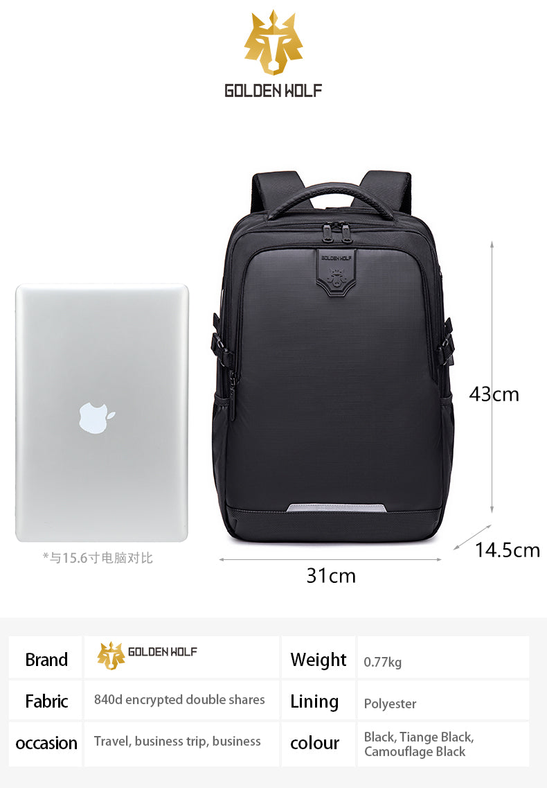 Bulto Mochila Morral Golden Wolf Negro 15,6''