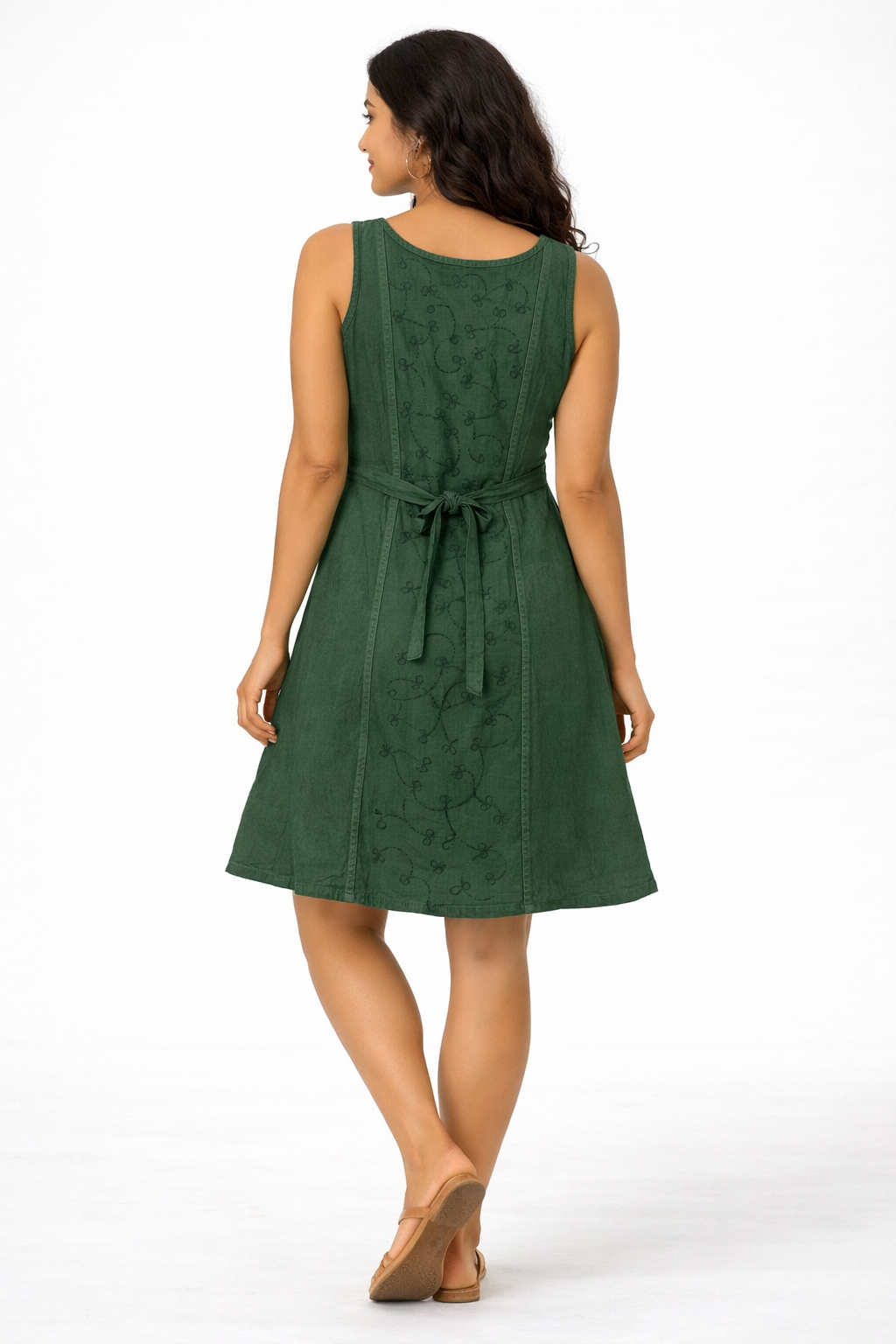 Vestido Verde Bordado Floral Unitalla