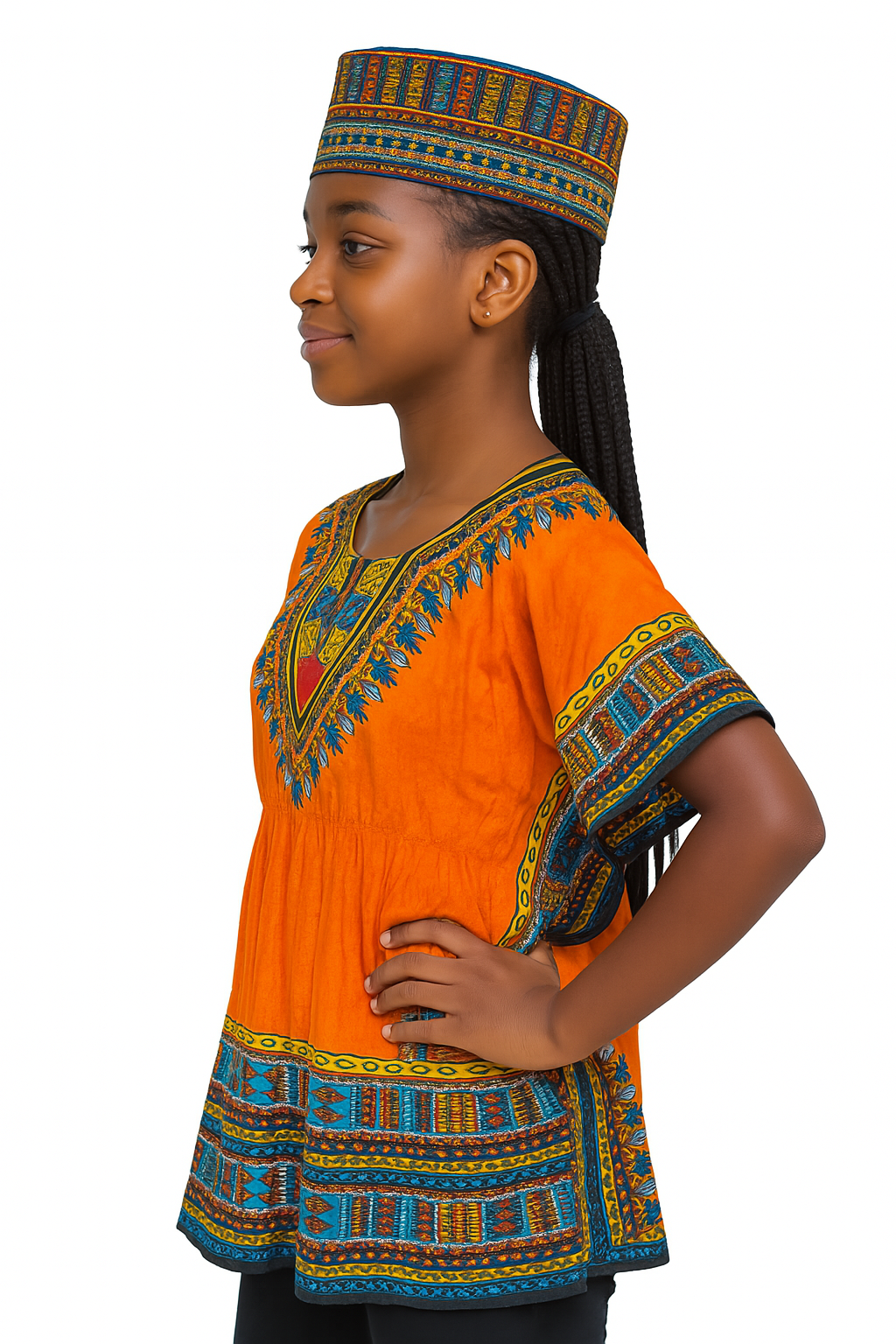 Top Juvenil con Estampado Afrocaribeño Naranja