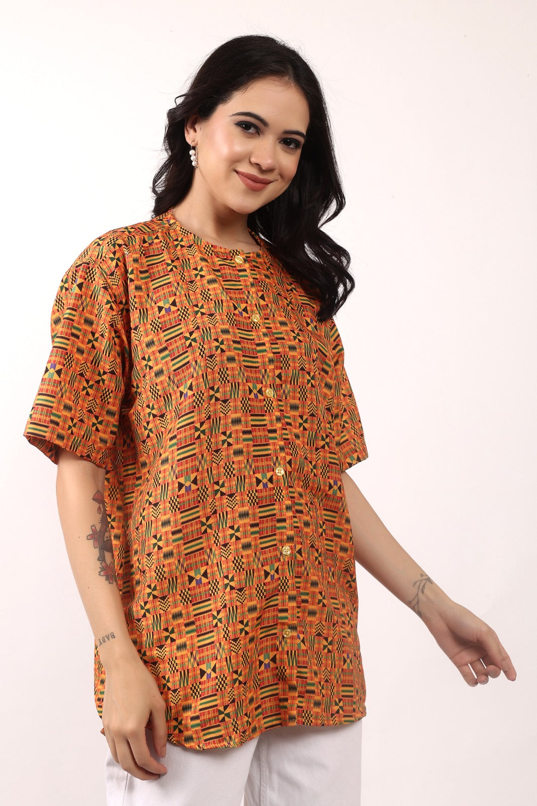 Blusa Afrocaribeña de Dama con botones